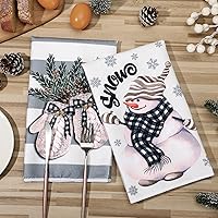 Vista 3 de Sratte 6 piezas de toallas de cocina navideñas, toallas de mano de muñecos de nieve de invierno, toallas absorbentes de árbol de Navidad y renos