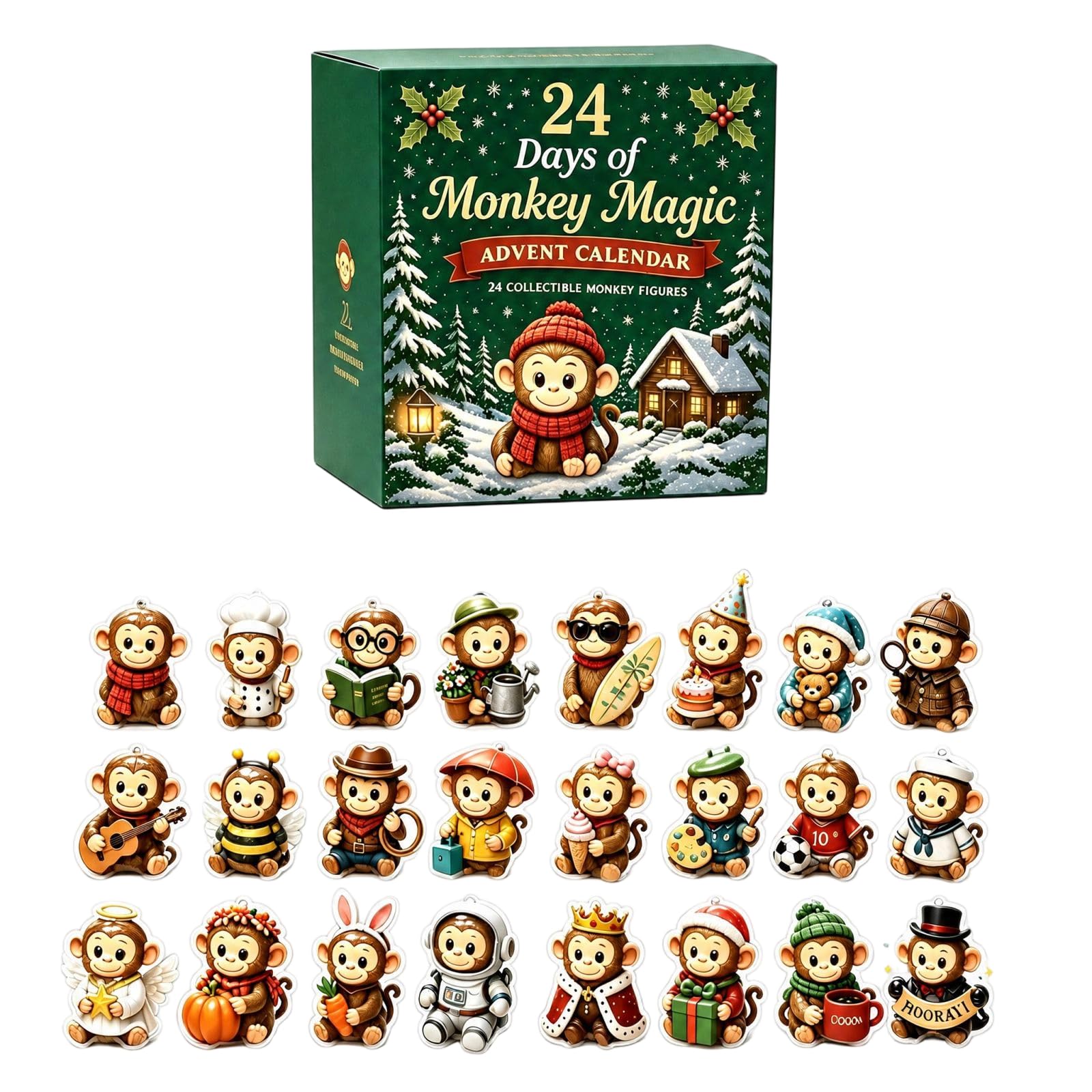 Little Monkey Magic Advent Calendar 2026,2D Acrylic Figurines Gift 24ps