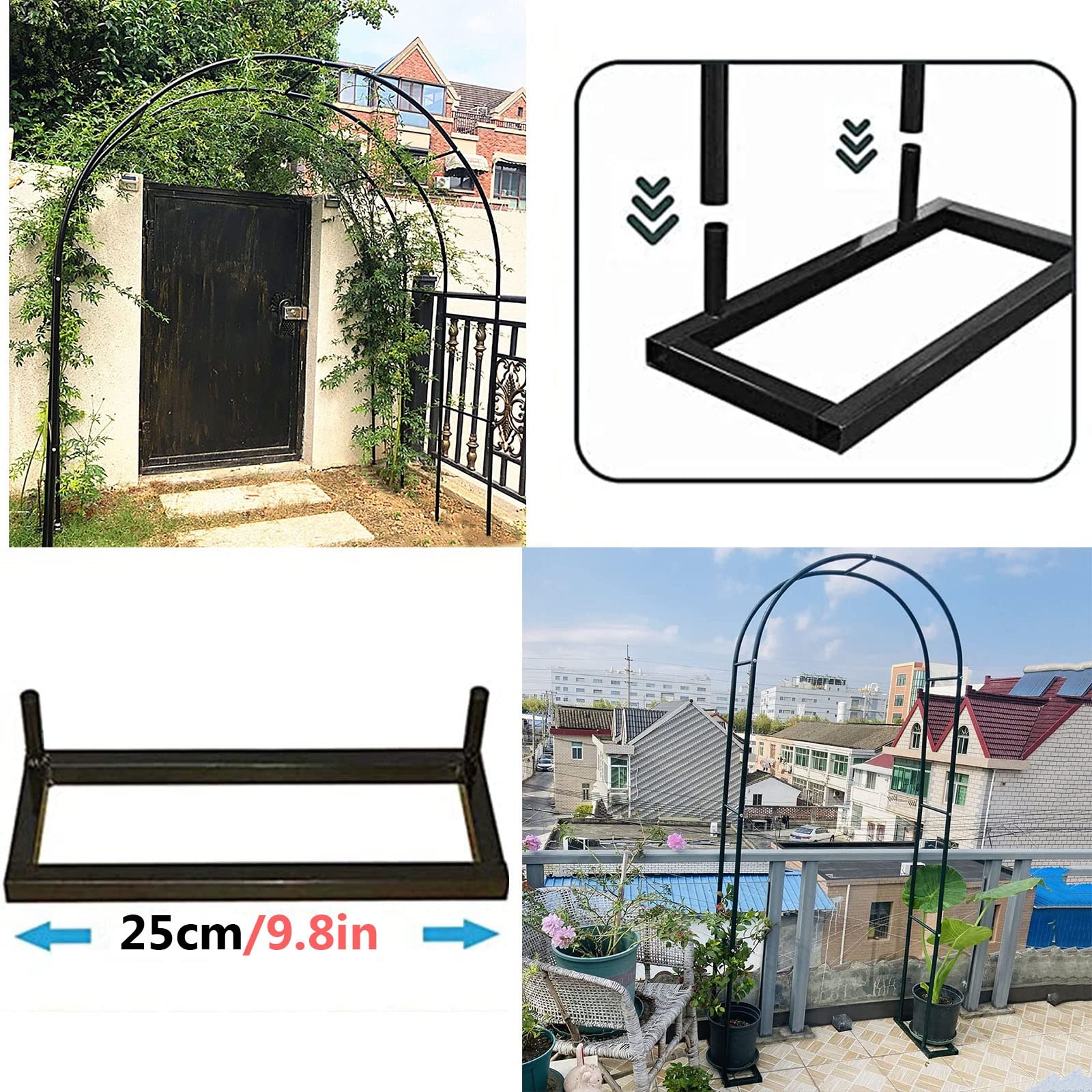 1,2 M 1,4 M 1,8 M 2,0 M 2,4 M 3,0 M 3,5 M Grande Arche De Jardin En Métal, Support Pour Plantes Grimpantes, Tuyau Galvanisé De 19 Mm, Arceau À Rosiers, Largeur Côté: 25cm ( Size : 3.5mx2.2m/11.5ftx7.2