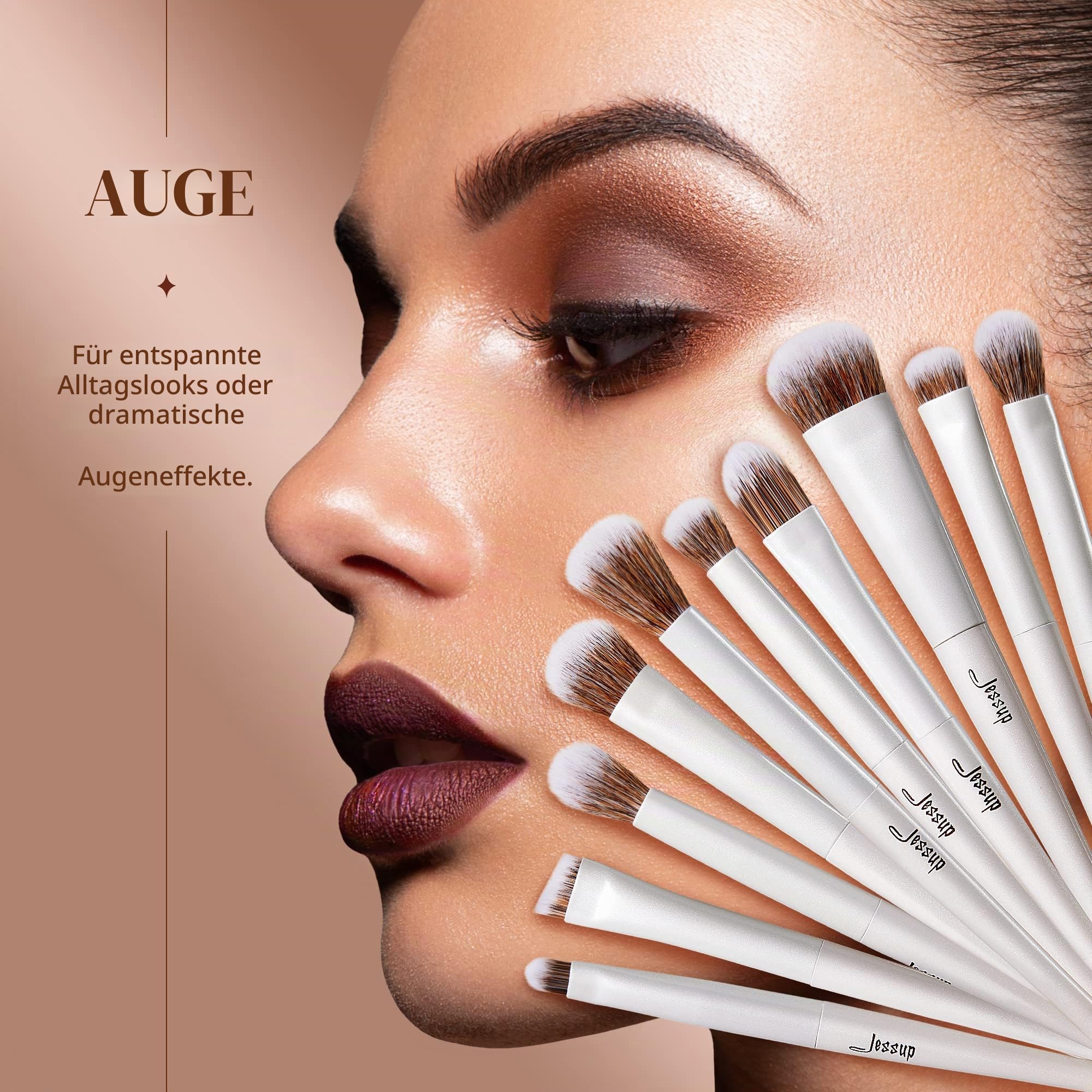 Jessup Pinselset 14 Stk Makeup Pinsel Kosmetikpinsel Schminkpinsel Hochwertiges Geschenkset für Frauen Mit Schwamm Pinselreiniger Handtuch Perlweiß T333