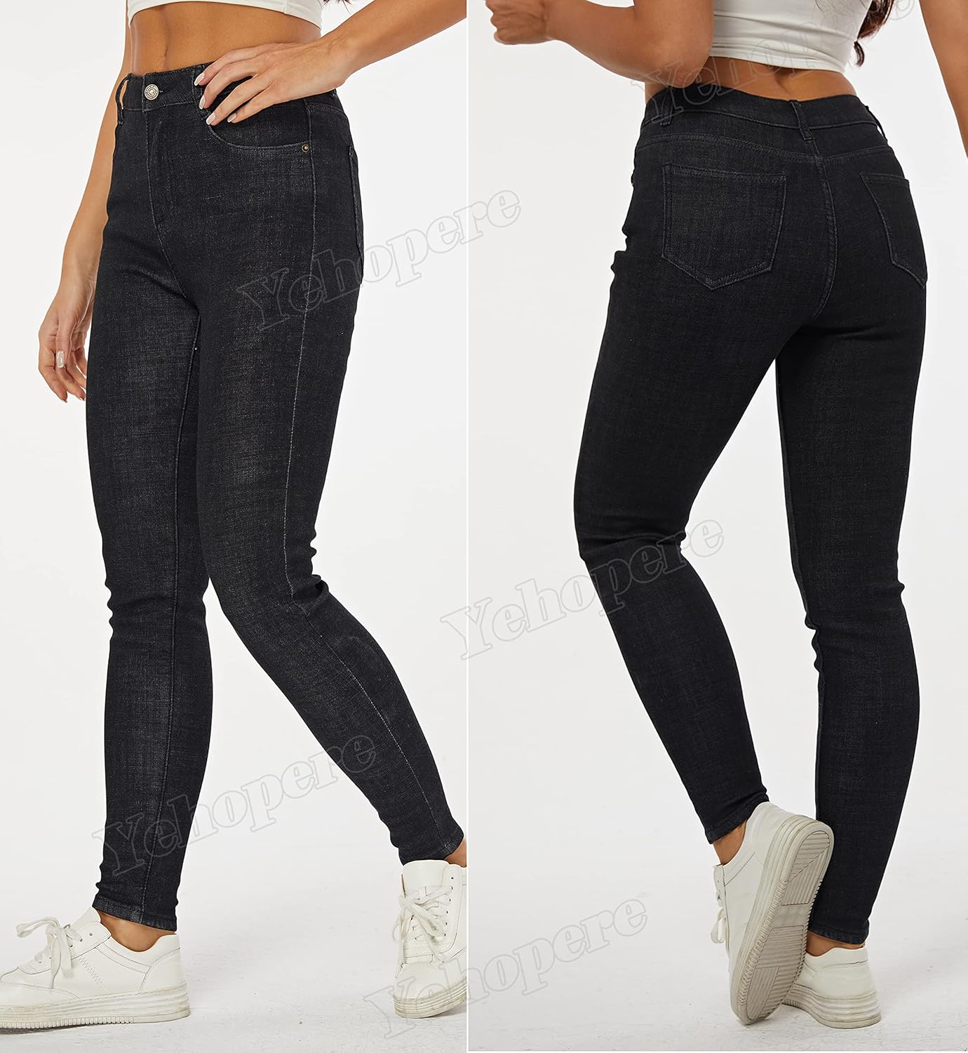 Yehopere Women's Winter Fleece Lined Jeans Slim Fit Warm Skinny High Waist Denim Jean - Image 5
