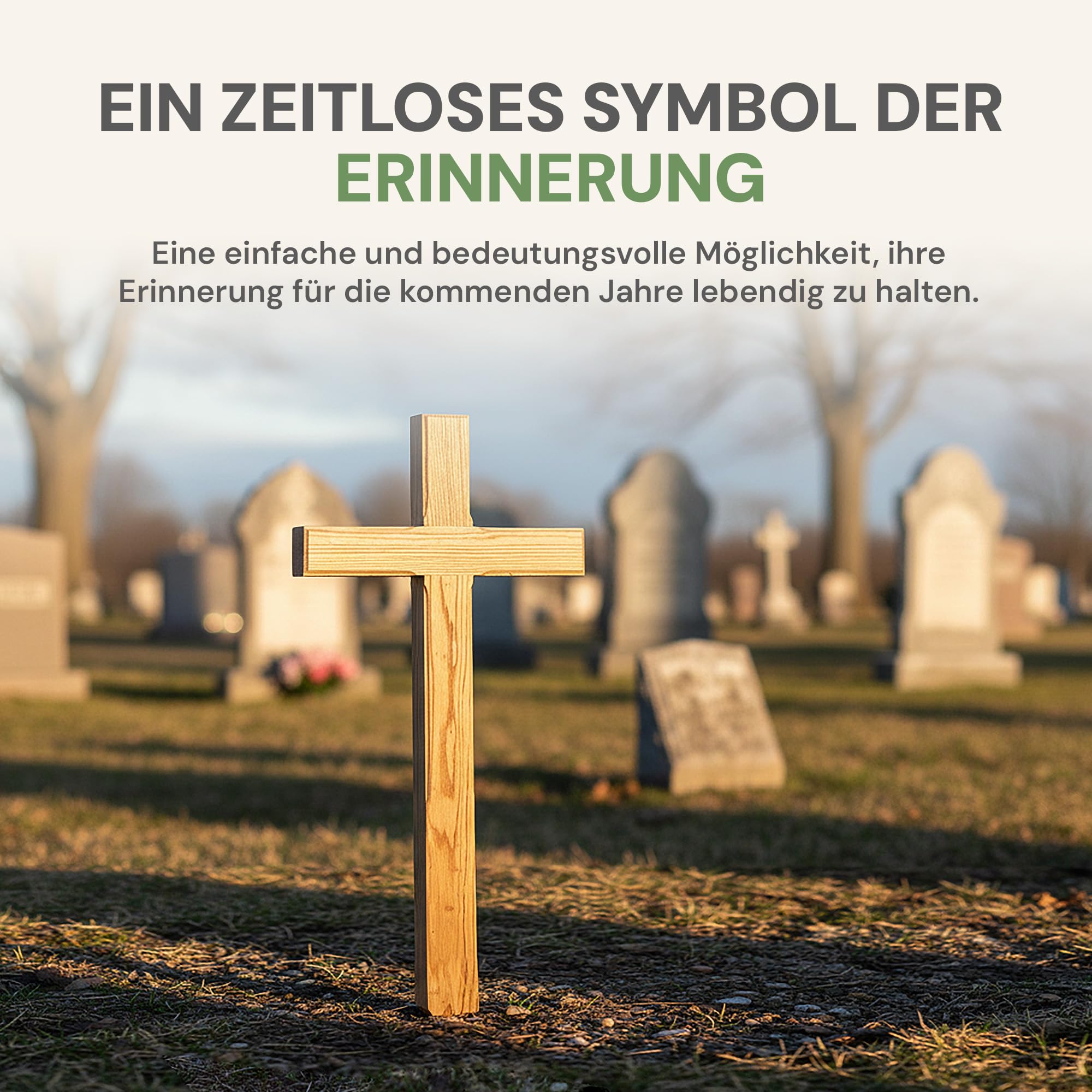 LIGNORIA Grabkreuz groß 155 cm aus Holz mit personalisierter Beschriftung in original Friedhofsgröße – handgefertigt in Deutschland – hochwertiges Holzkreuz für Grab und Gedenkstätte – wetterfest