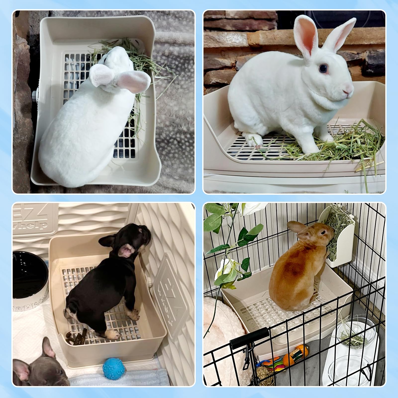 Large Rabbit Litter Box with Drawer Bunny Training Corner Litter Pan Ferret Bigger Pet Pan Bunnies Digging Box for Adult Hamster Guinea Pig Hedgehog Galesaur and Other Animals - image 6