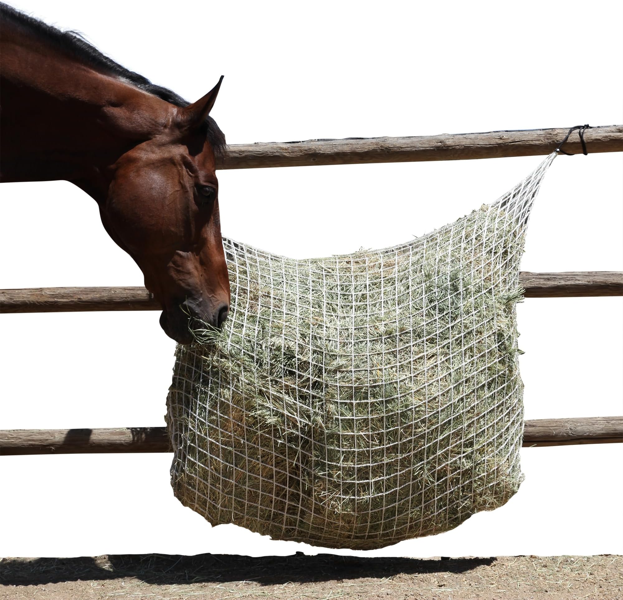 Freedom Feeder Mesh Net Two Day Slow Horse Feeder — Designed to Hold 50 lbs/6 Flakes/2 String Bale of Hay and Feed Horse for Two Days — Reduces Horse Feeding Anxiety and Behavioral Issues
