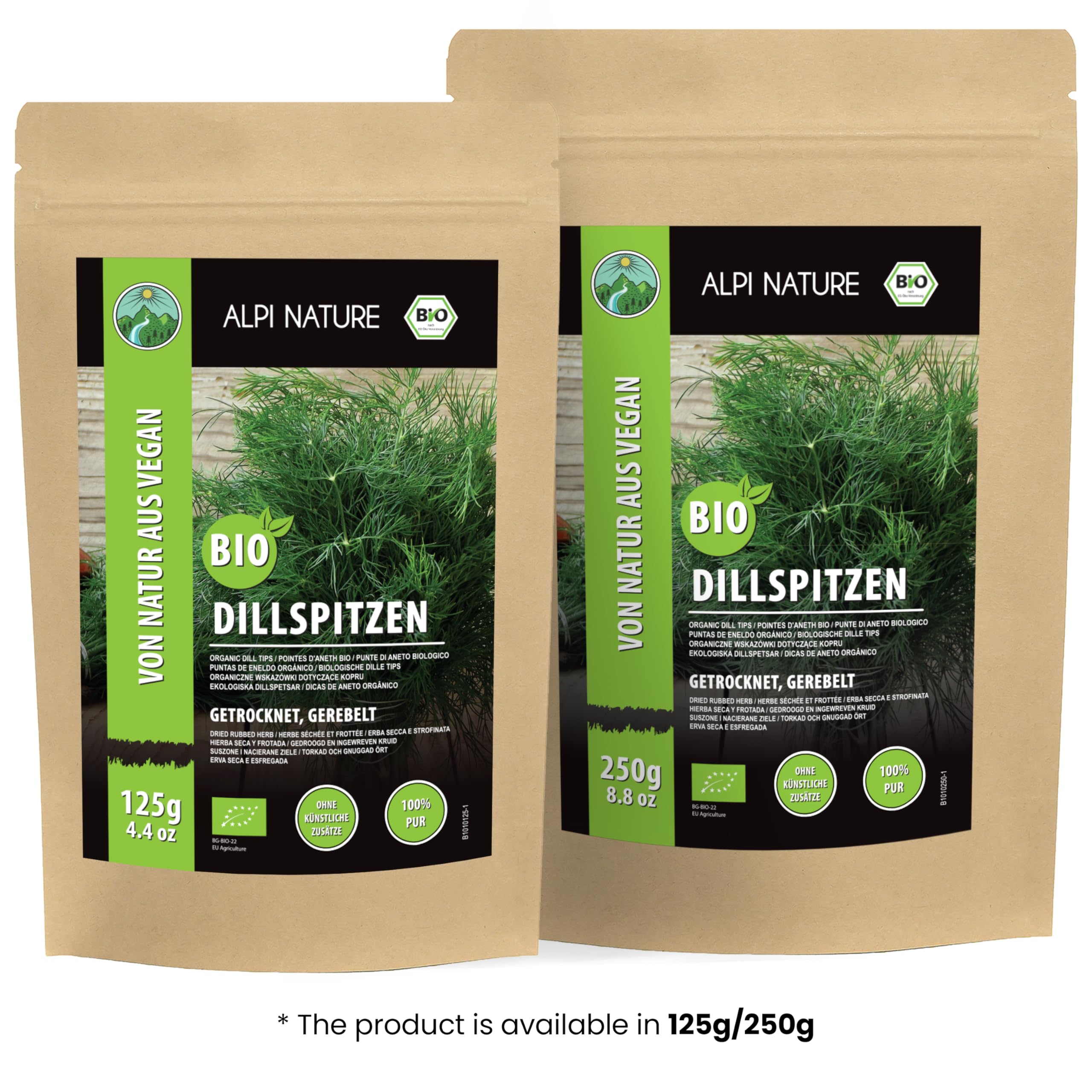 Alpi Nature Aneth Séché BIO 250g, Pointes d'Aneth Séché et Frotté pour Cornichons, Sauces et Marinades