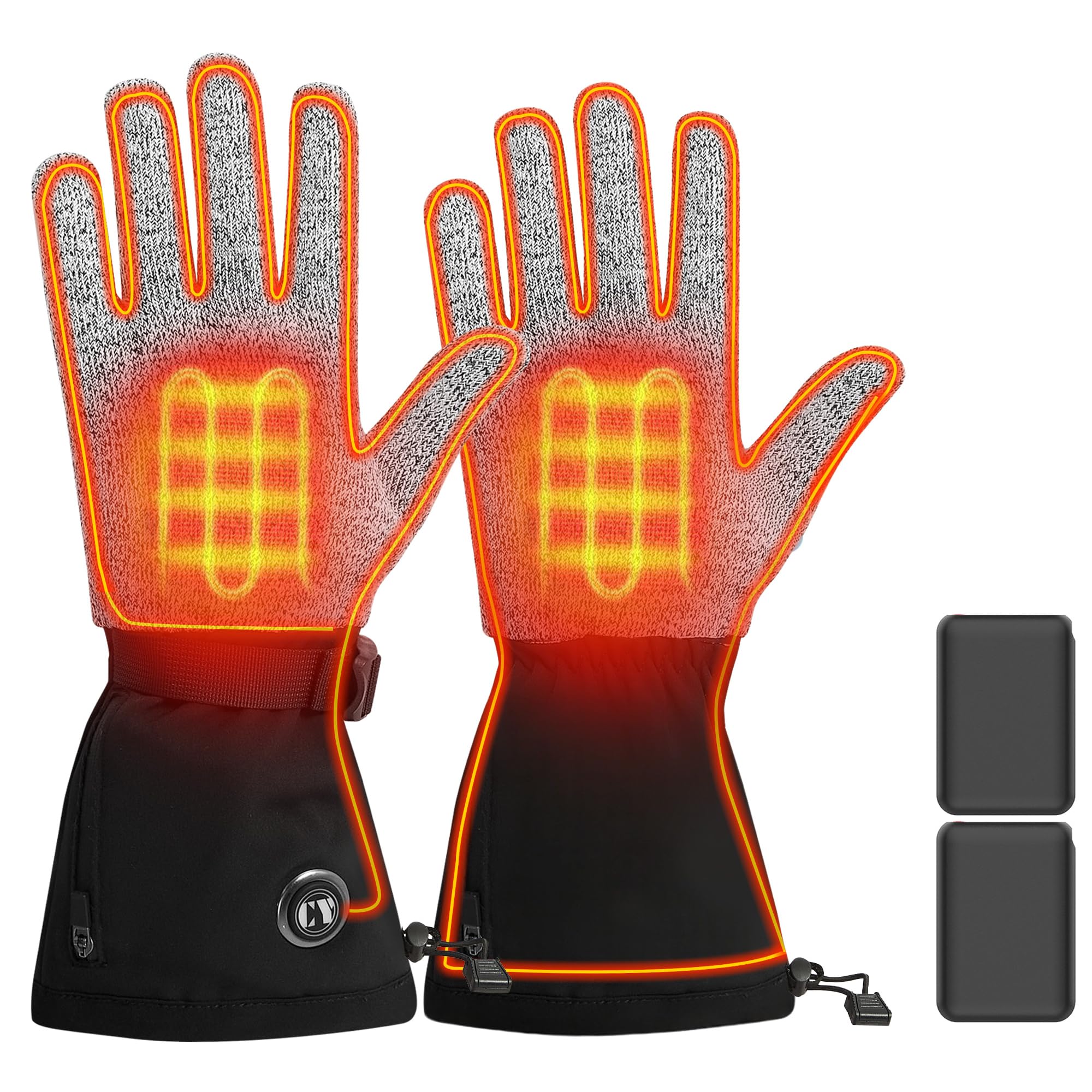 CYCYHEAT Beheizbare Handschuhe Herren – Heizbare Arbeitshandschuhe mit 5000mAh Akku, Verbesserte Heizelemente für Arbeit, Motorrad, Jagd & Ski