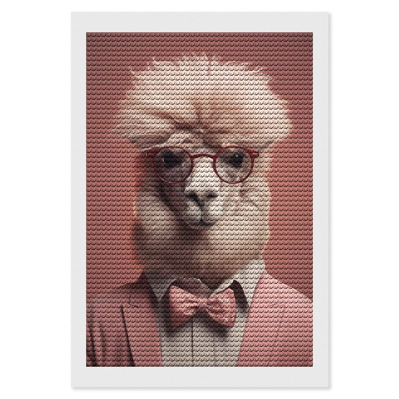 Junmoney Alpaca Funny Animal Diamond Art Canvas 8"x12", for Adults, Pleasing Wall Art Project, Modern Decor, Gift Idea, Nice Detail and Sparkle