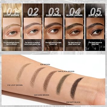 Eyebrow Pencils for Women - W3W Microblading Eyebrow Pencil 2-In-1 Dual-Ended Eyebrow Pen with Precise 2-Fork-Tip & Brush-Tip Waterproof Eyebrow Pencil for Hair-Like Brows, Last All-Day, Light Brown