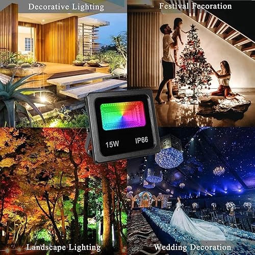 Miniatura 5 de Luces LED de inundación de 150 W que cambian de color, multicolor, iluminación vertical RGB con control remoto, luz de escenario impermeable IP66,