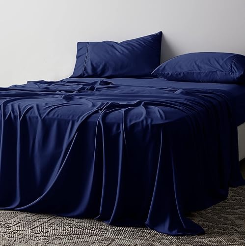 Miniatura 5 de snowhomes Juego de sábanas de 800 hilos de 4 piezas, 100% algodón, color borgoña, juego de ropa de cama de hilos largos de una sola capa, se adapta