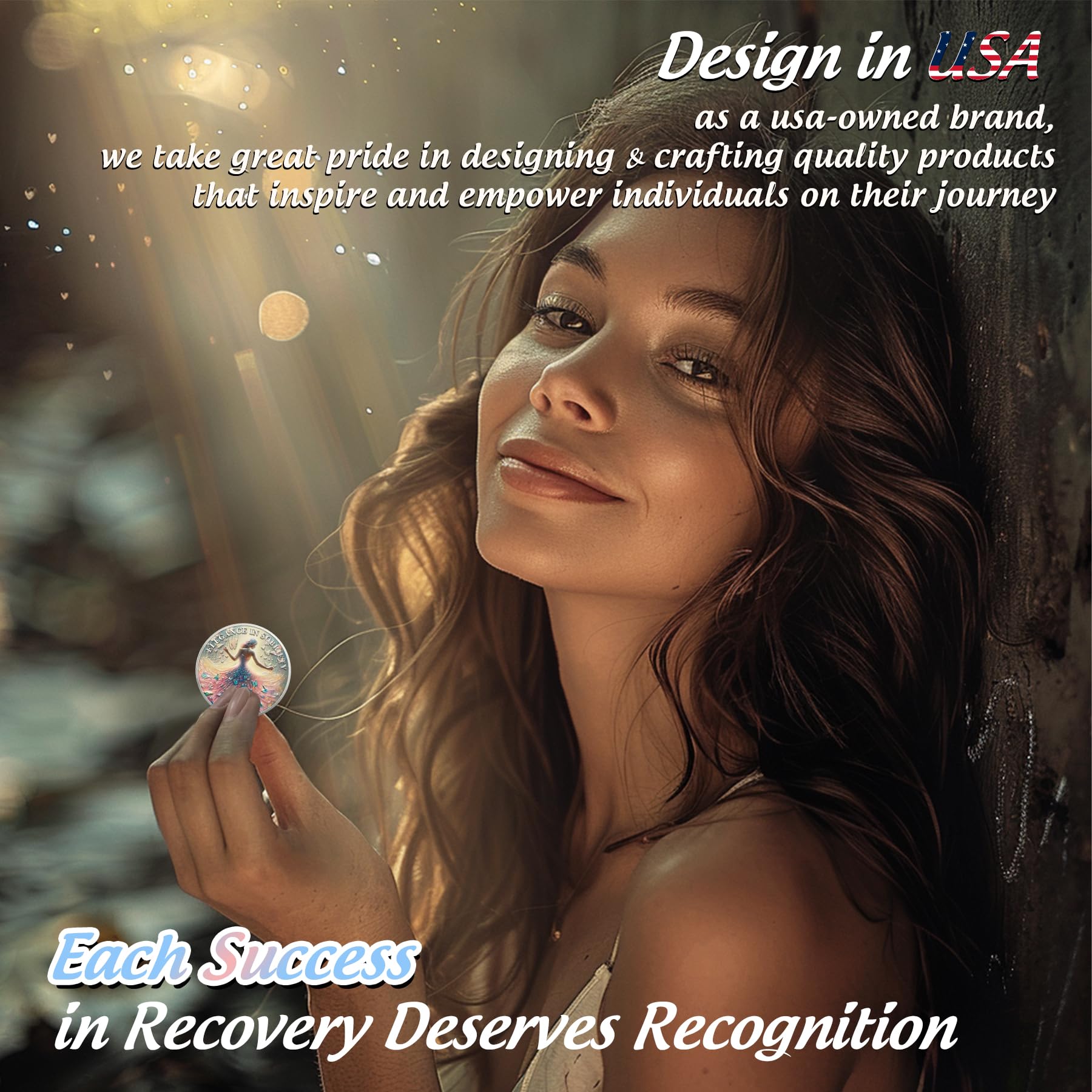 Artsy Grace - Moneda de sobriedad para mujer, monedas AA de mariposa de recuperación, adicción a la hermana al poder, fichas y medallones, celebra la vida limpia, narcóticos, alcohólicos, anónimos