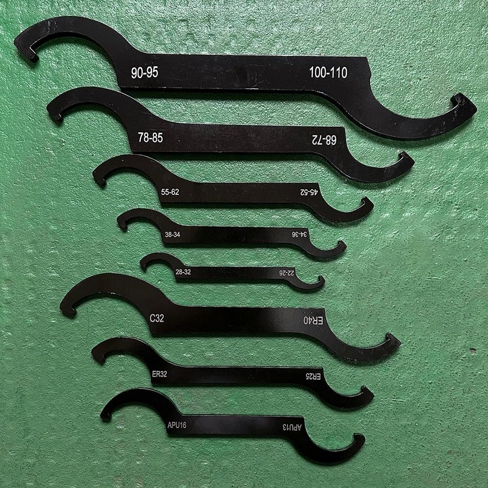 Set di chiavi a gancio a C per mandrini elettrici e dadi di bloccaggio, design regolabile a doppia estremità per Er25/Er32/Er40, acciaio 45#, 5/3/8 pezzi