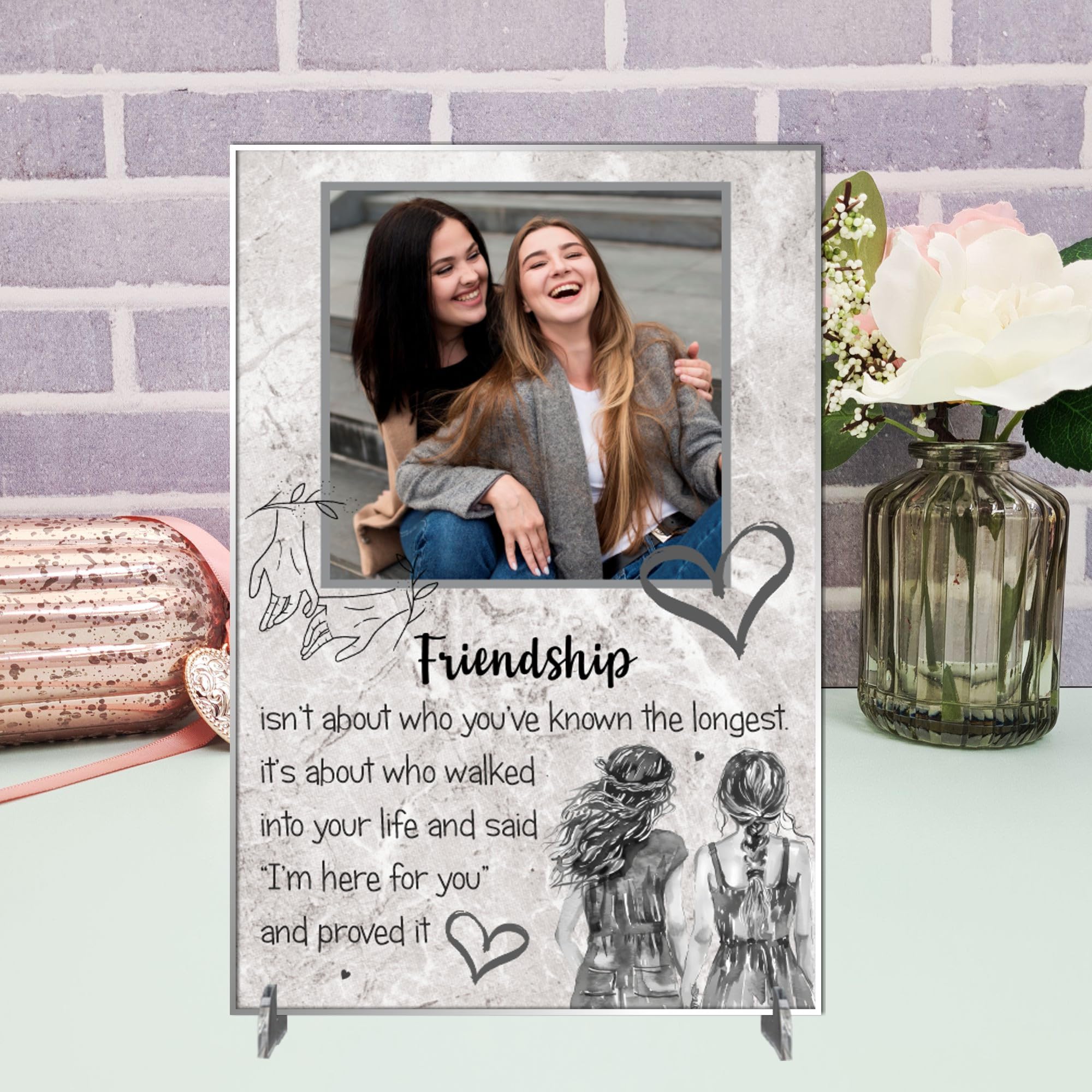Personalised Friendship Plaque – Celebrate Your Unique Bond with a Gift for Your Best Friend | "Friendship Isn't About Who You've Known the Longest" (Grey Marble, Acrylic A4 30cm x 21cm)