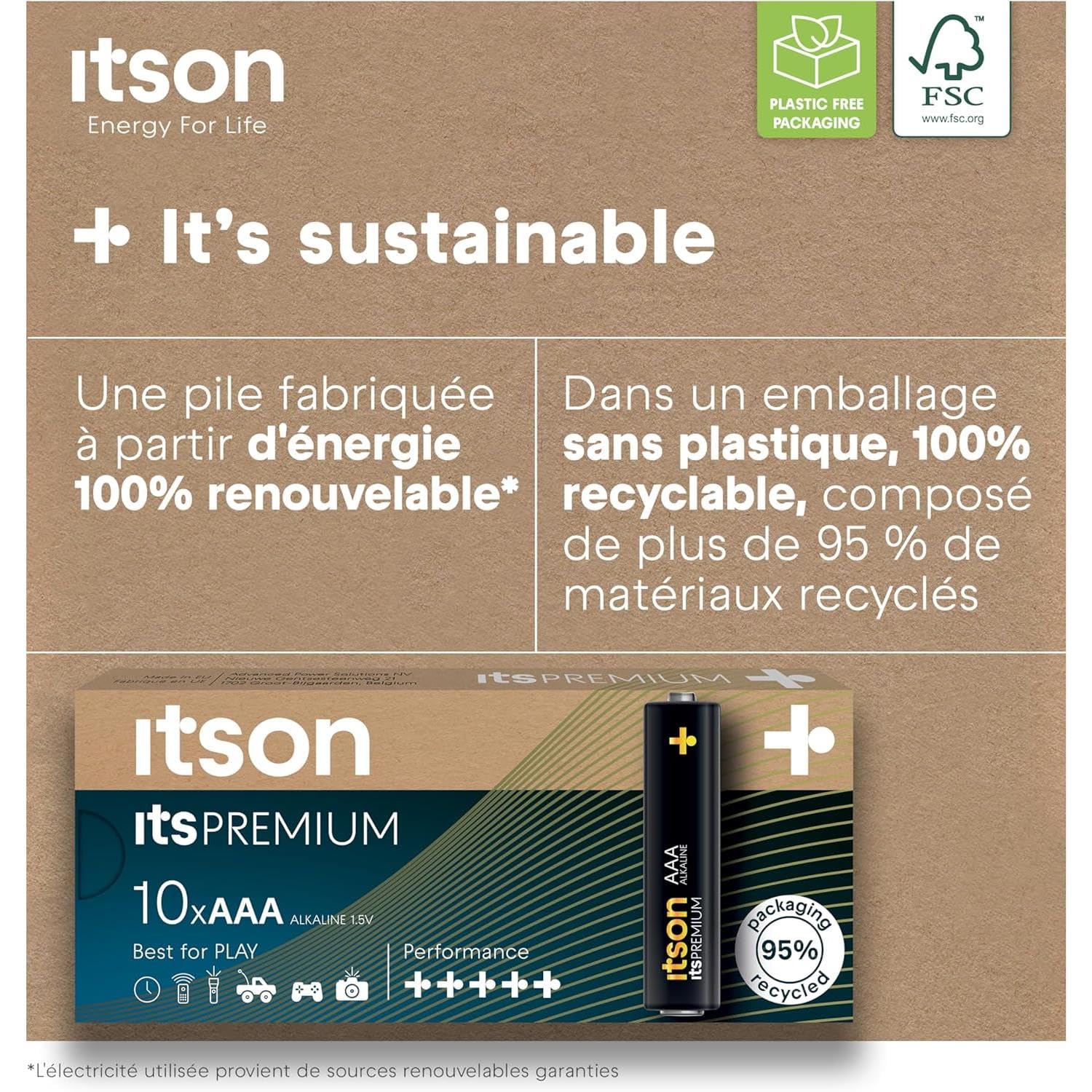 ITSON Pack de 6 x 10 Piles Alcalines LR03/AAA 1,5V itsPREMIUM