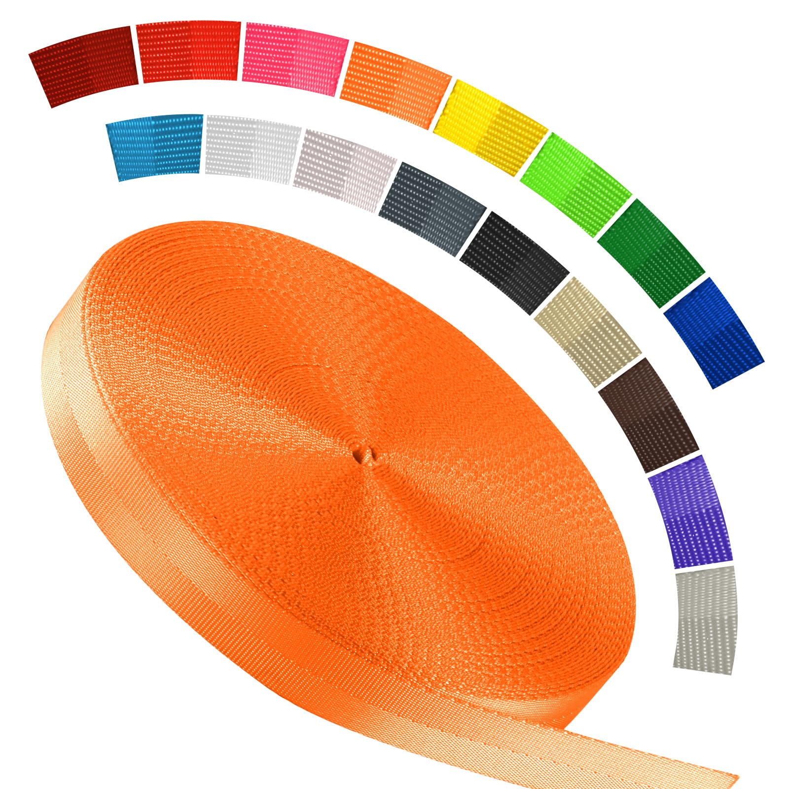 Polyester Webbing Strap 16+Colors – 1"&amp;1.5"&amp;1.9" – 16.5 25 33 55 Yards Heavy Duty Webbing Roll, Flat Webbing Strap for Indoor&amp;Outdoor Gear, DIY Crafting, Repairing