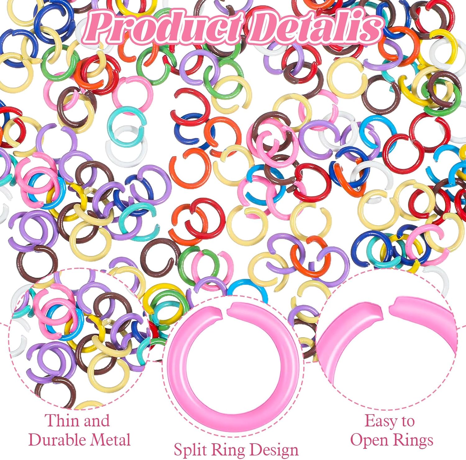200 Pcs Colored Jump Rings for Keychains, 8mm Iron Open O Rings for Jewelry Making, Small Closed Jump Ring for DIY Keychain, Necklace, Bracelet, Earring, Pendant Crafting - Image 4