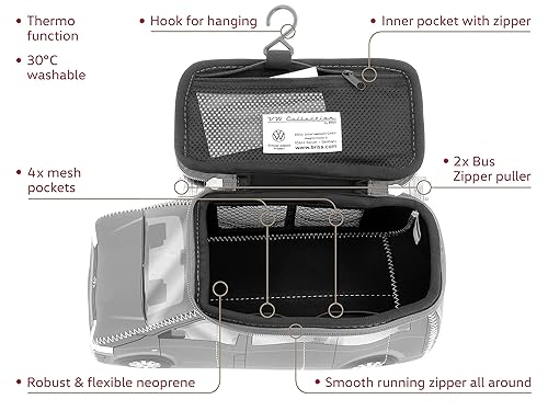 Miniatura 2 de BRISA VW Collection - Funda de neopreno universal para maquillaje y cosméticos de viaje para primeros auxilios en Vanagon Bus T5 Camper Van Design,