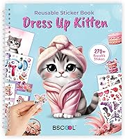BSCOOL Sticker Dress Up Kitten Activity Book: 300+ Reusable Stickers for Fashion Design Fun, Girls Ages 5-8
