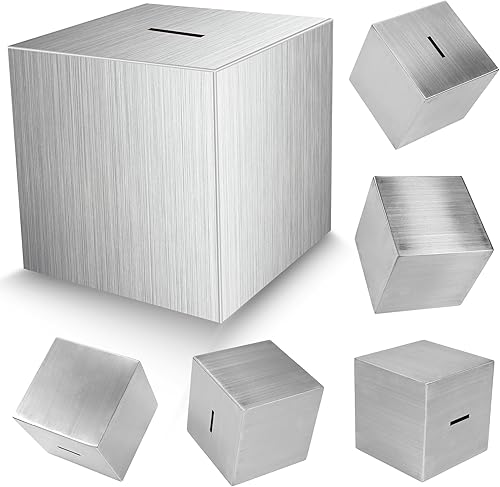 Miniatura 1 de Alcancía de metal para adultos, alcancía irrompible, segura para ahorrar dinero (4 pulgadas)