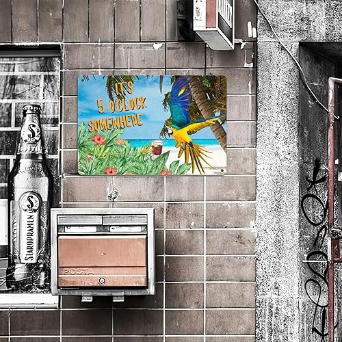 Miniatura 6 de Parrot Beach - Placa de lata de palma de coco para verano, bebidas de frutas, placa de metal, arte de pared de verano, placas de pared de metal,