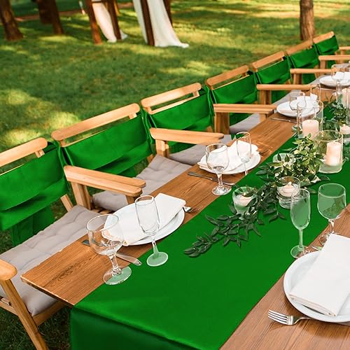 Miniatura 10 de Bencailor 24 caminos de mesa de satén a granel de 12 x 108 pulgadas de largo, mantel de tela suave brillante para banquete de boda, cumpleaños