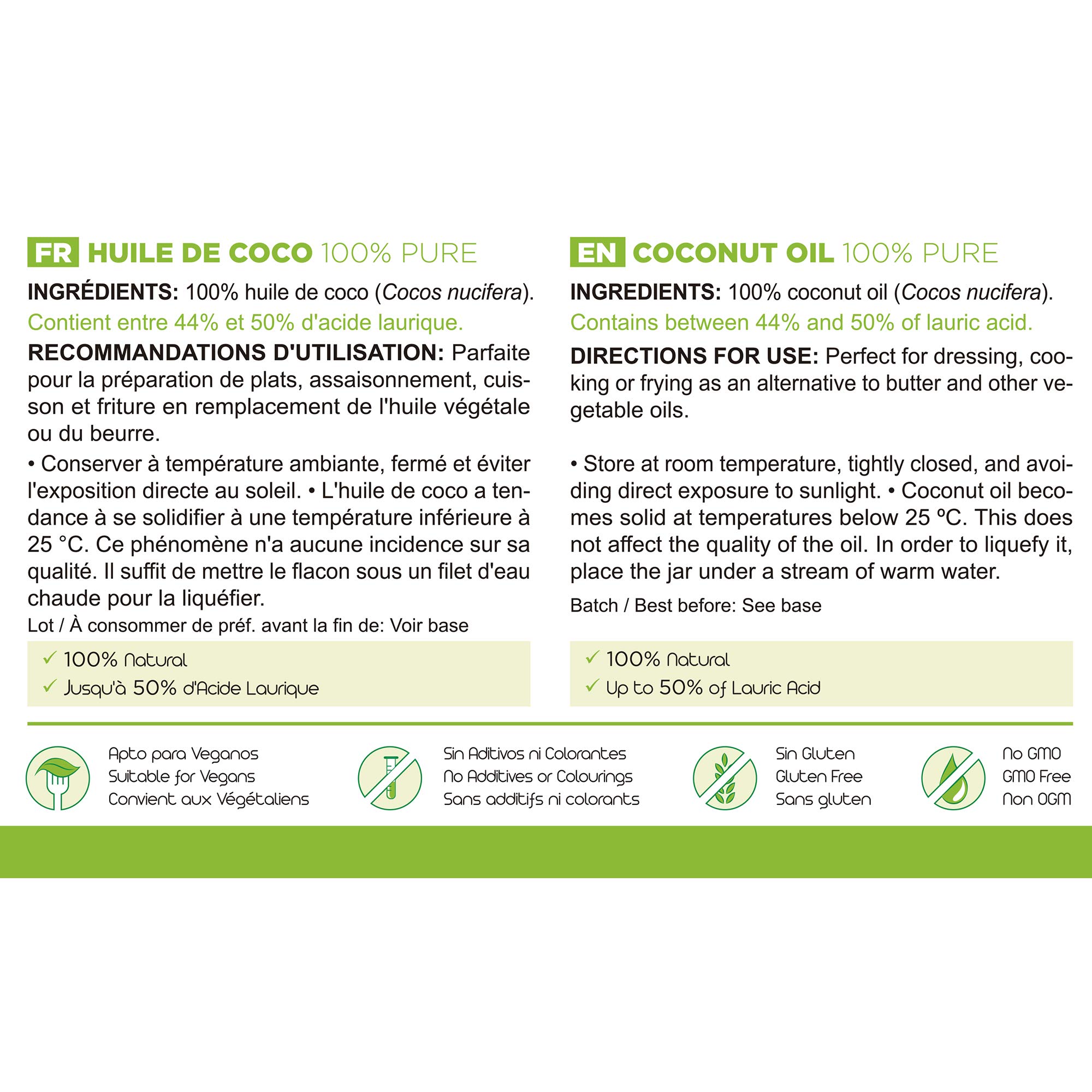 MARNYS Aceite de Coco Alimentario 100% Puro Natural 900ml