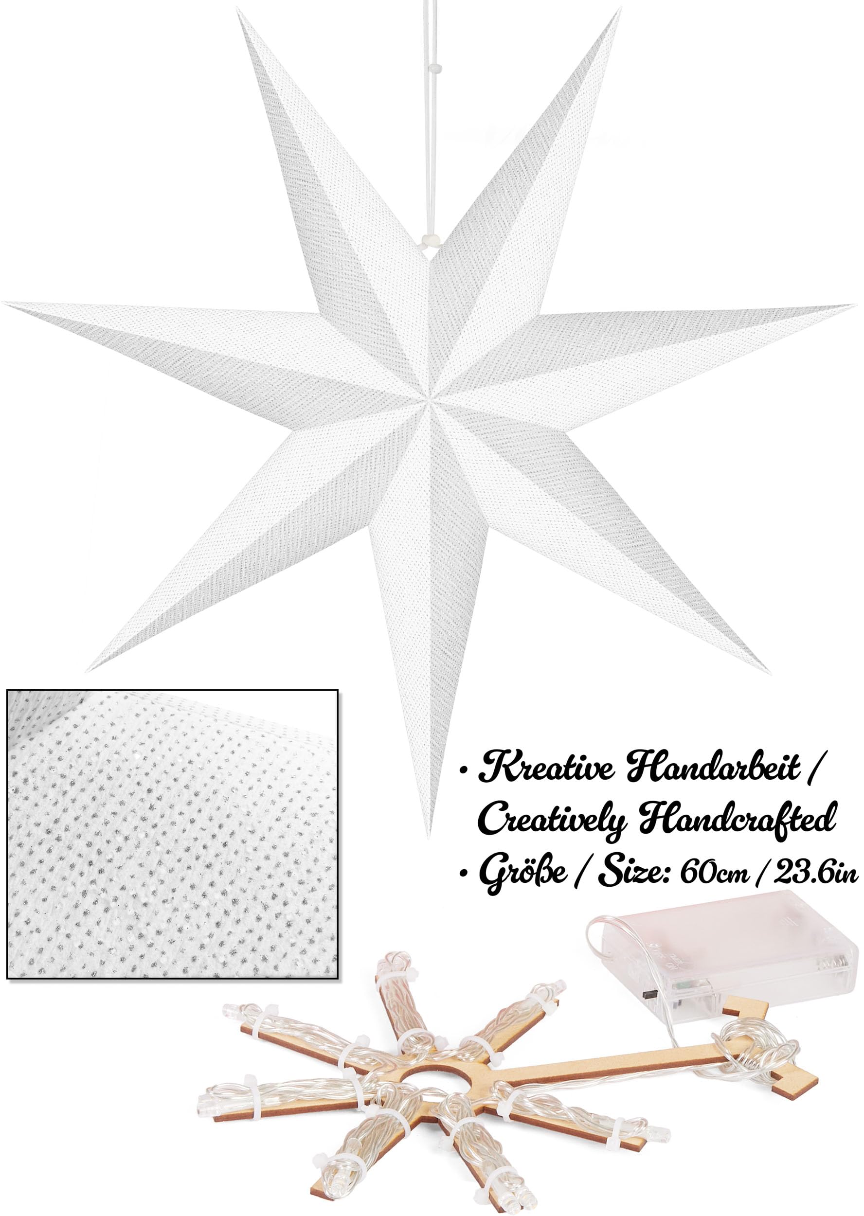 BRUBAKER 60 cm Weihnachtsstern fr Innen - LED Adventsstern Hngend -  Leuchtstern zum Aufhngen fr Fensterdeko und Weihnachtsdeko - 3D  Papierstern Deko Weihnachten - Wei : Amazon.de: Beleuchtung