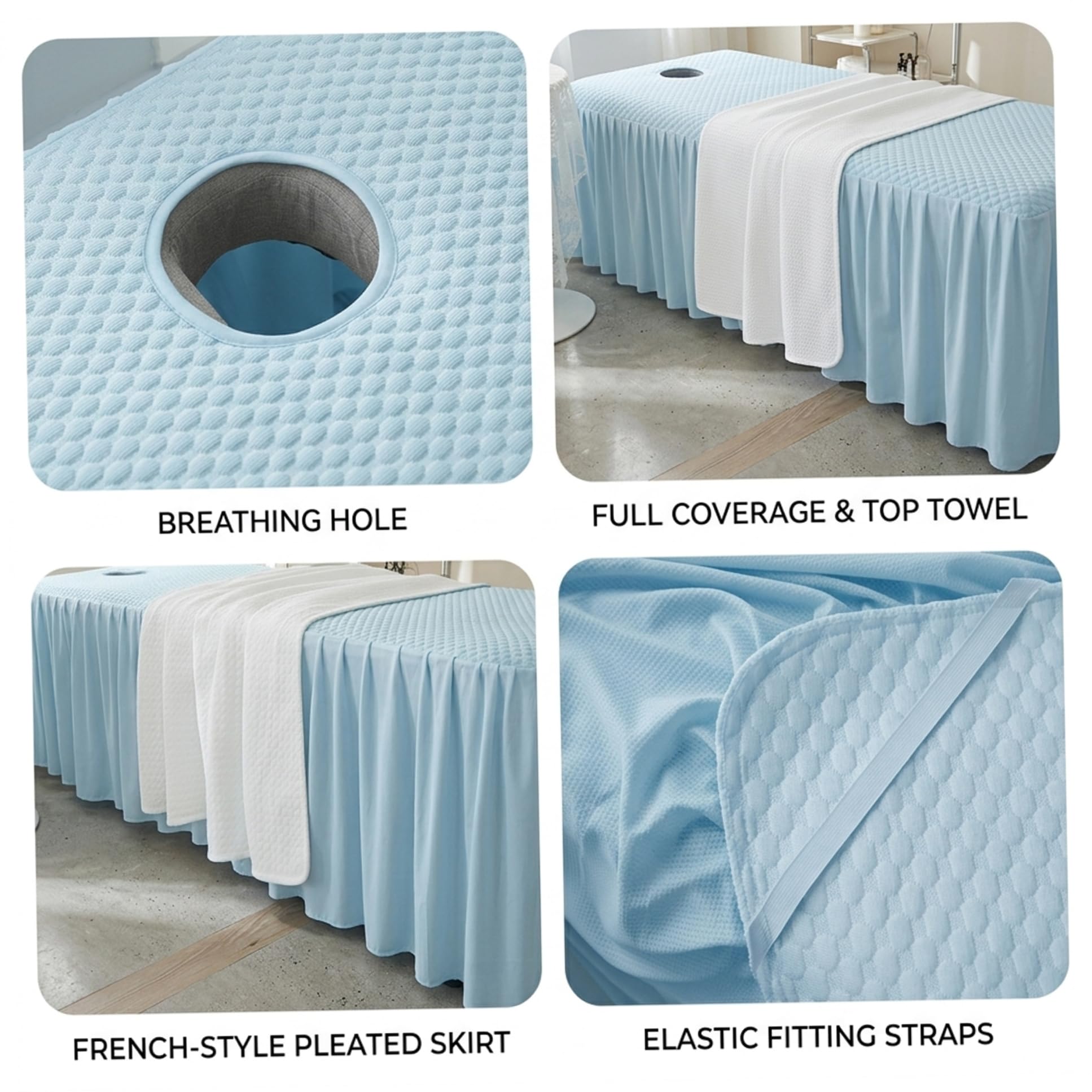 Falda de Mesa de Masaje, Funda de Cama de Masaje Transpirable de 27, 6x72, 8 Pulgadas