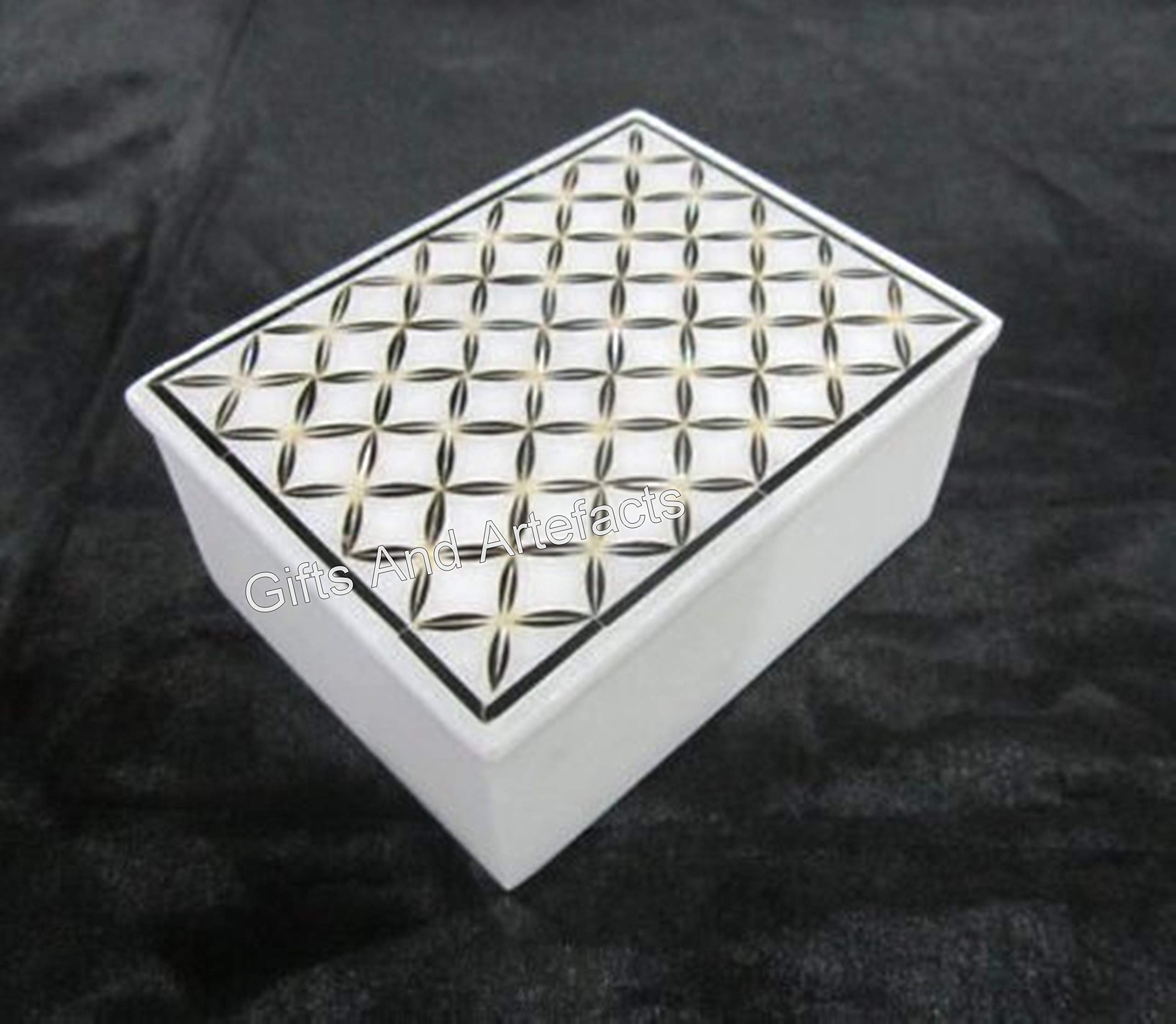 Boîte à bijoux en marbre blanc fait main 15 cm | Artisanat haut de gamme