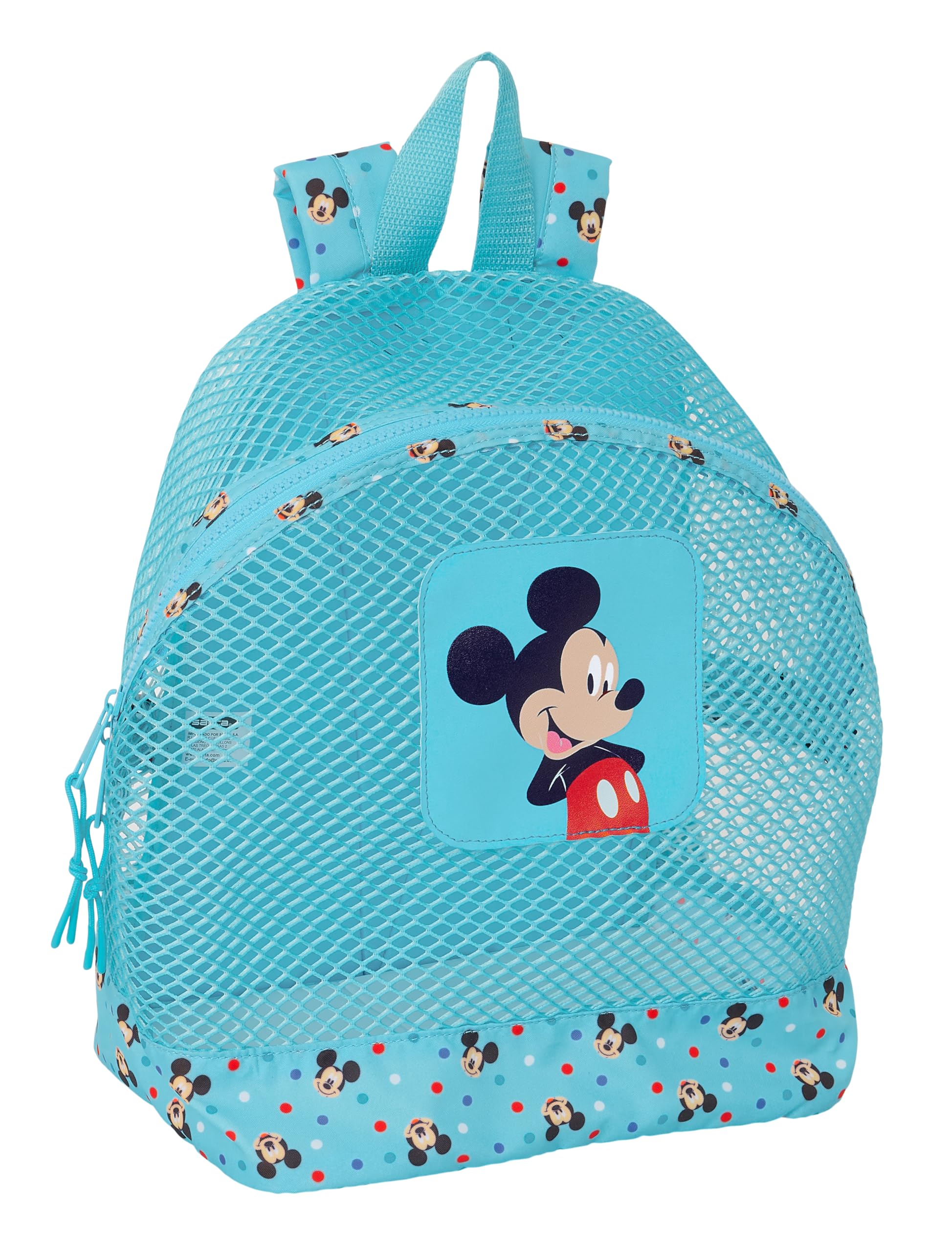 Safta MICKEY - Mochila Infantil de Playa, Anti Arena, con Asas, Fácil Limpieza, Ideal para Niños de Diferentes Edades, Cómoda y Versátil, 30,5x18x24 cm, Color Azul