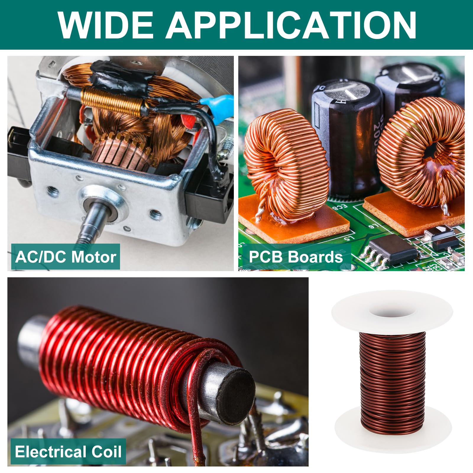 sourcing map Magnetdraht, 16 AWG, Kupferlackdraht, 16 Gauge, 57 g, magnetischer Spulendraht für Transformator, Motor, Elektro, 180 C, Dunkelbraun