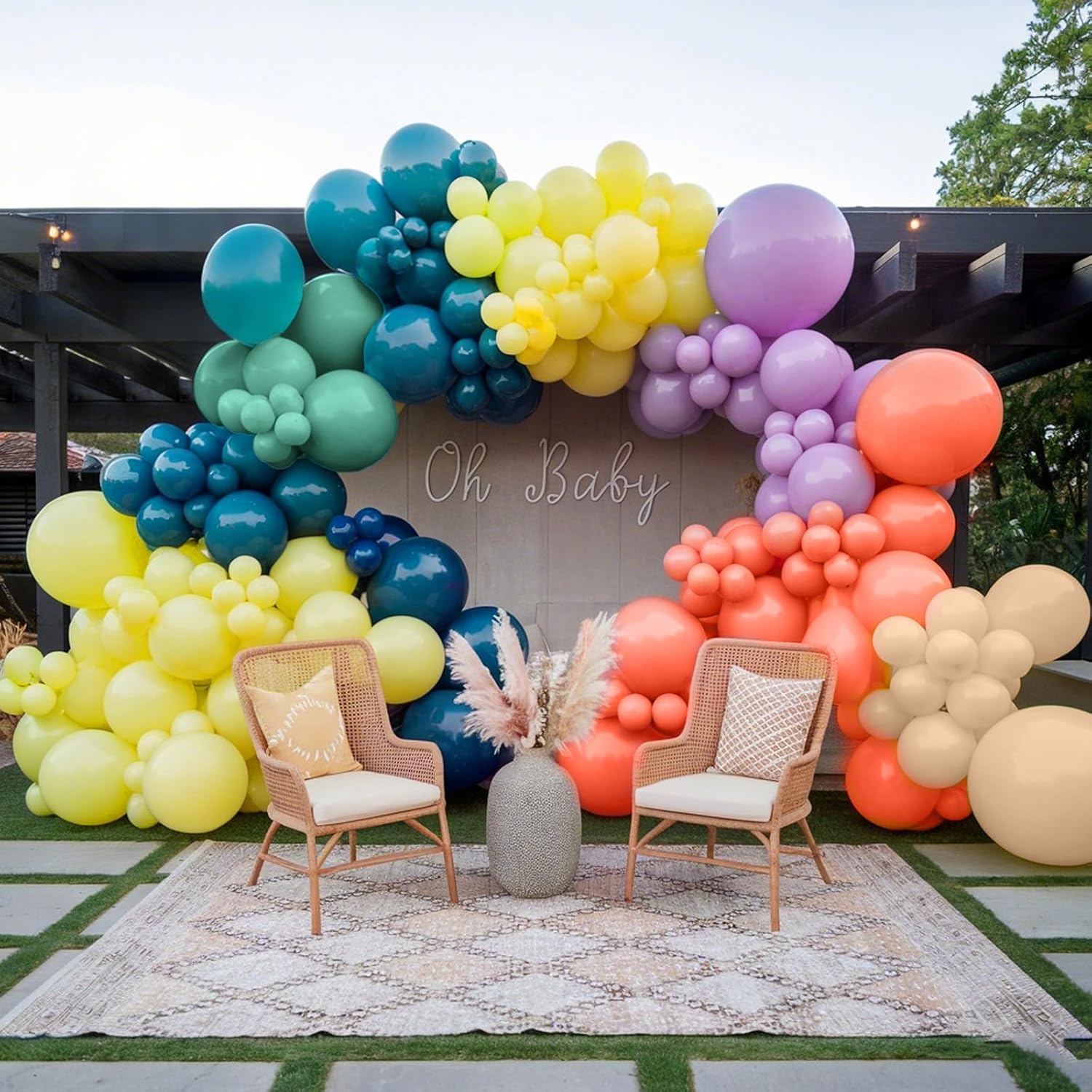 Boho Rainbow Balloon Arch Kit,Boho Balloon Garland with Colorful Retro Blue Nude Yellow Purple Orange Balloons for Sunshine Baby Shower Anniversary Party Decorations - Image 5