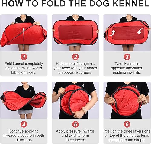 Miniatura 6 de Jaula plegable de 36 pulgadas para perros grandes, perrera de viaje portátil con ventanas de malla y cubierta impermeable, jaula para perros para