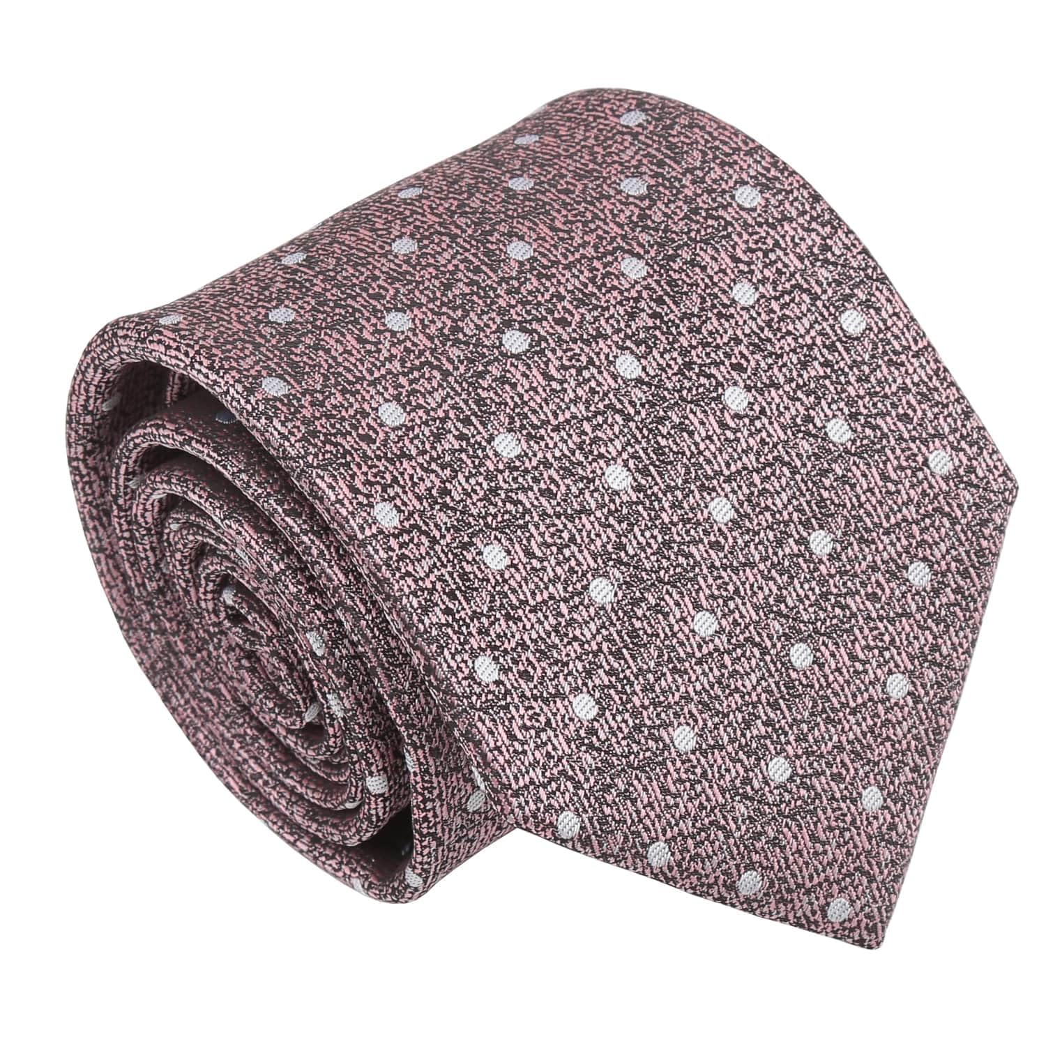 Dqt Men's Dusty Pink Melange Polka Dot Classic Tie - 8Cm Width Necktie - Wedding, Business & Formal