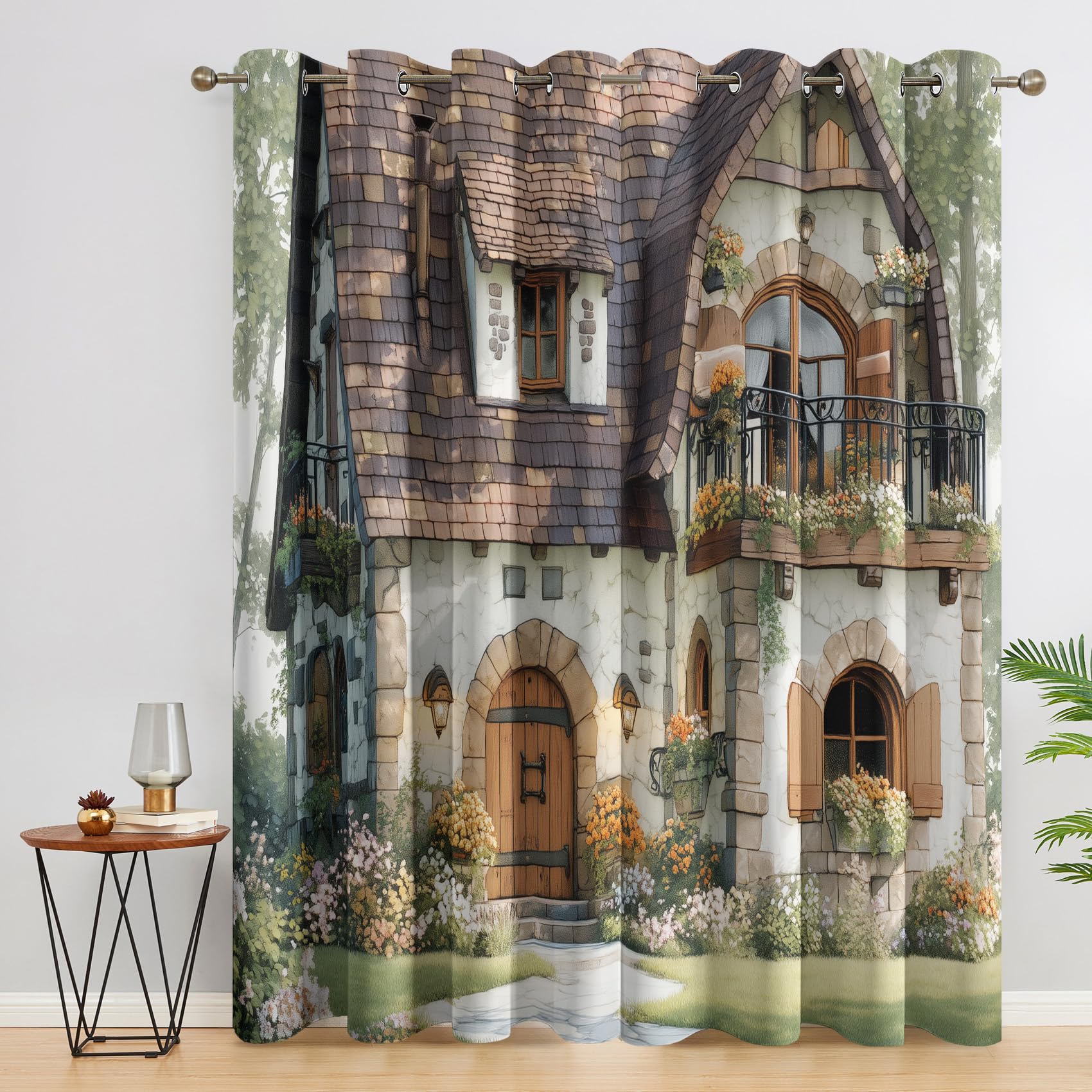 Generisch Vorhänge Europäisches Vintage mit Osen, H300 x B140 cm 2er Set