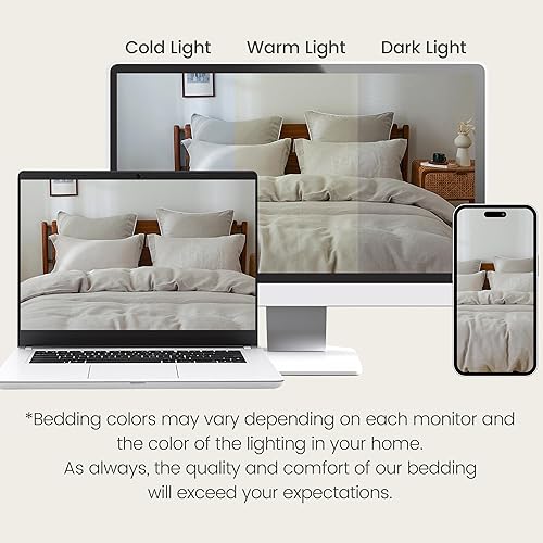 Miniatura 10 de King Linens - Fundas de almohada, 100% lino belga, lavadas a la piedra, color liso