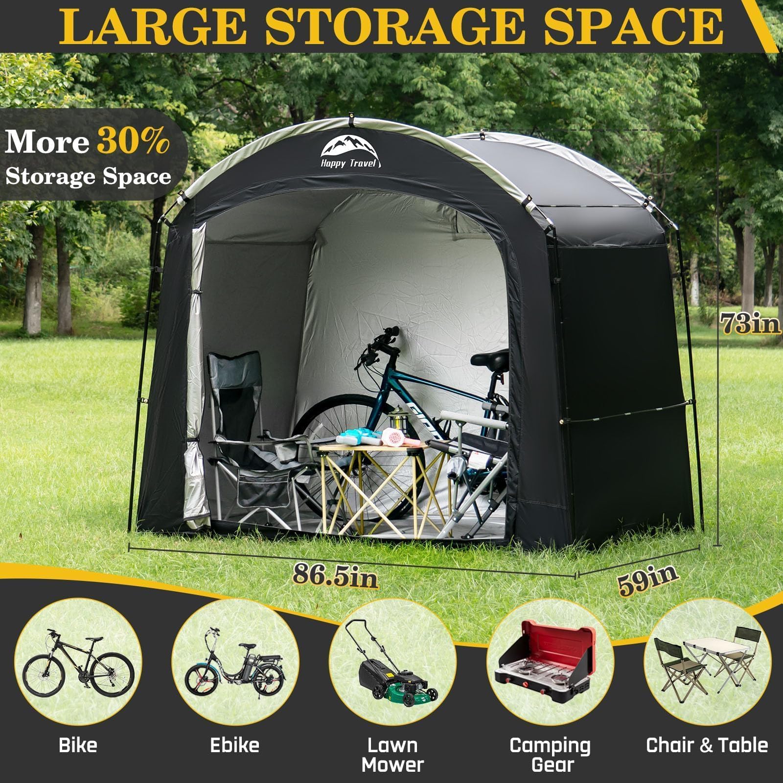 Garvee Abri Extérieur de Stockage pour 4 à 5 Vélos ou Motos, Noir