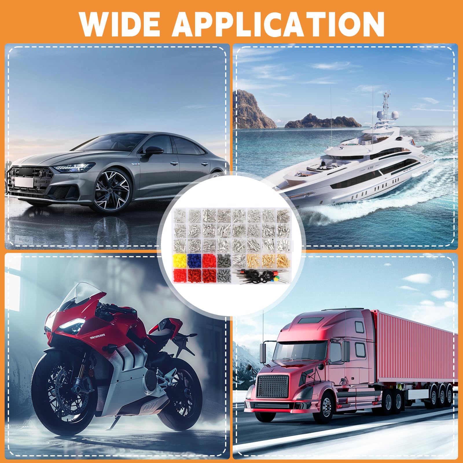 Kit de connecteurs électriques auto 815 pièces avec pince à sertir SN-58B, cosses 1,0–3,5 mm, bouchons d’étanchéité et extracteurs de broches pour voiture, moto, bateau