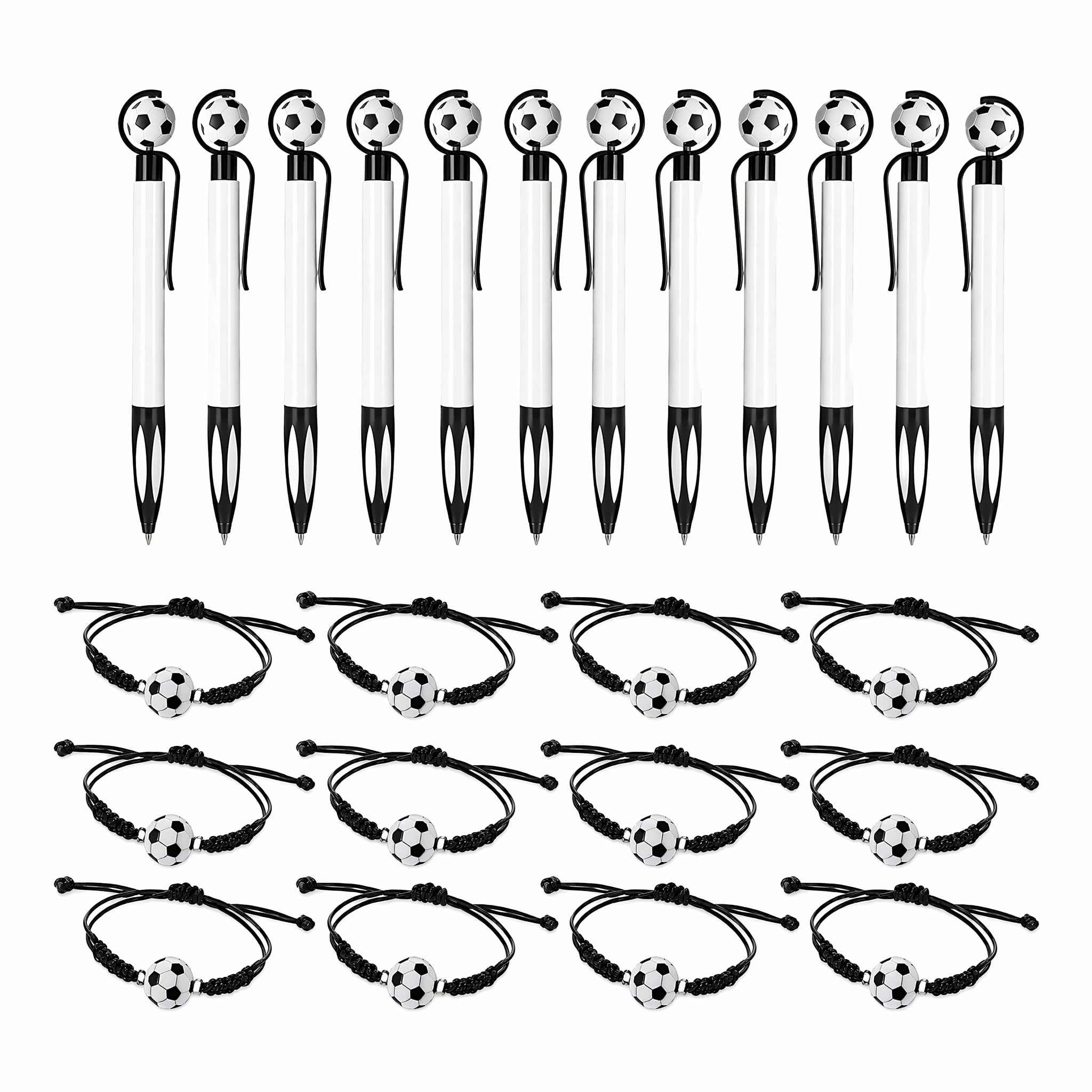 LCOLYDM 24 Pcs Football Party Bag Fillers, 12 Adjustable Friendship Bracelets, 12 Soccer Keyrings, Kids Birthday Gift Toys for Boys Girls, School Stocking Filler Set
