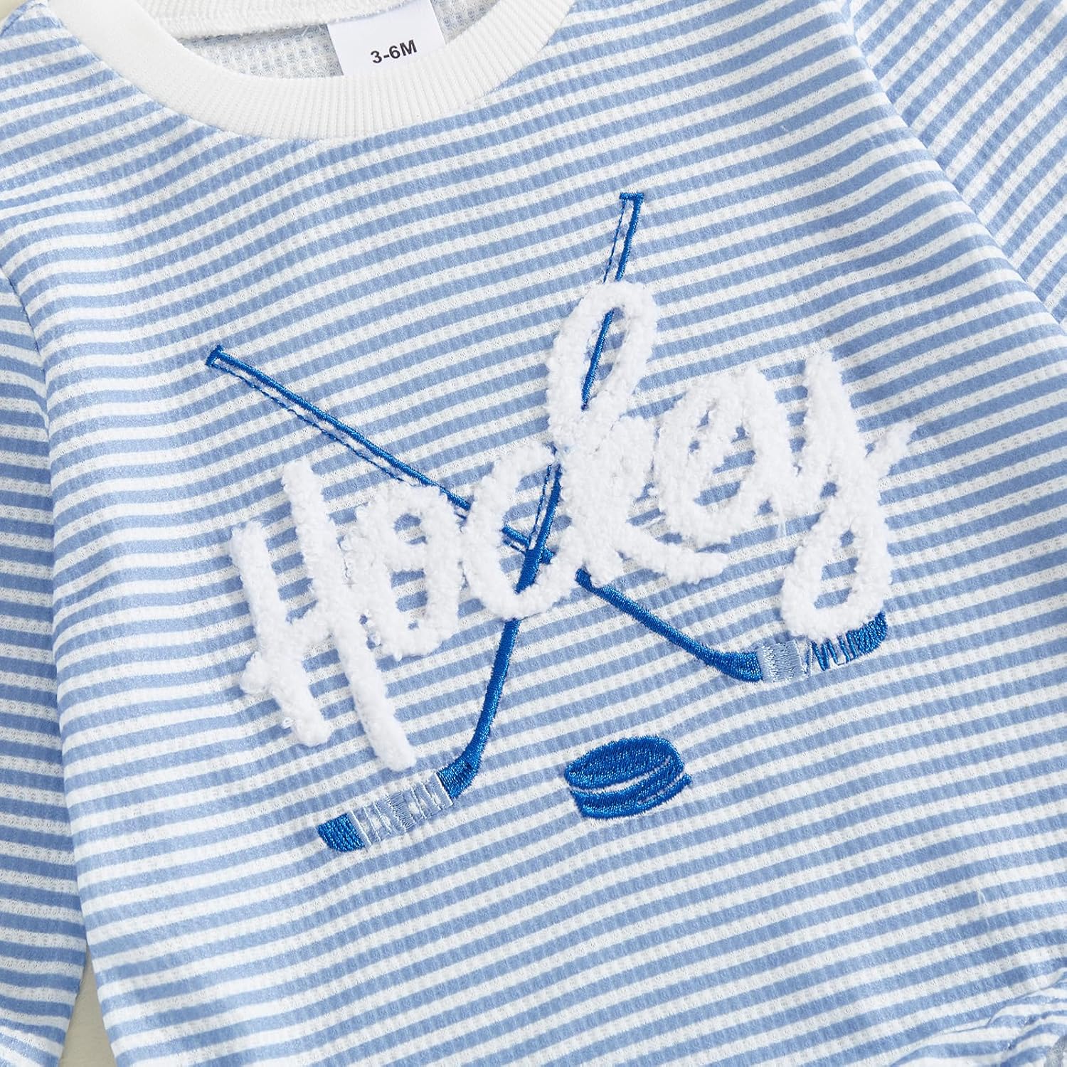 Infant Boy Girl Hockey Romper Long Sleeve Waffle Knit Stripe Bodysuit Baby Fall Clothes Newborn Coming Home Outfit - Image 5
