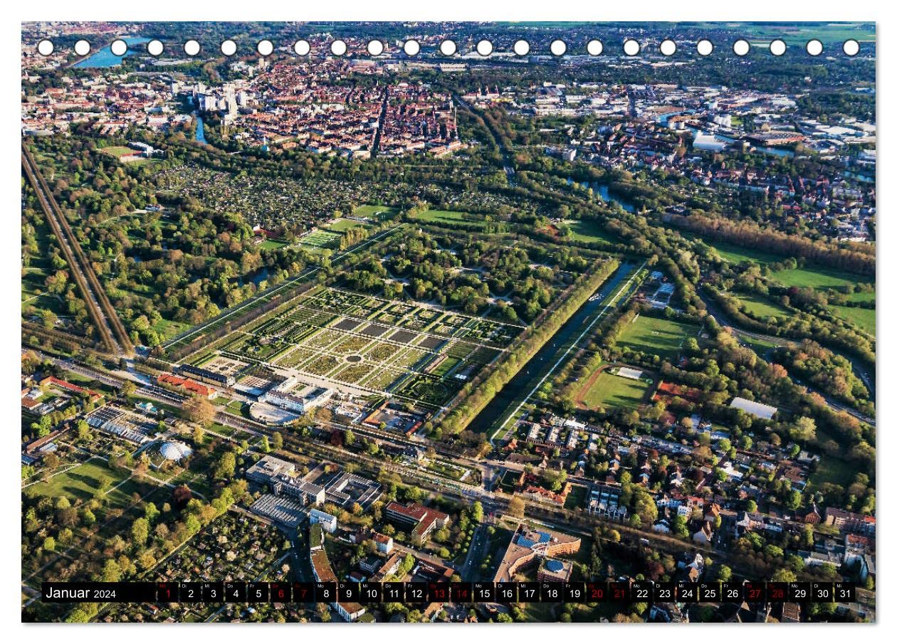 Hannover - Luftige Einblicke (Tischkalender 2024 DIN A5 quer), CALVENDO Monatskalender: Eindrucksvolle Perspektiven auf Hannover aus der Luft. (CALVENDO Orte)