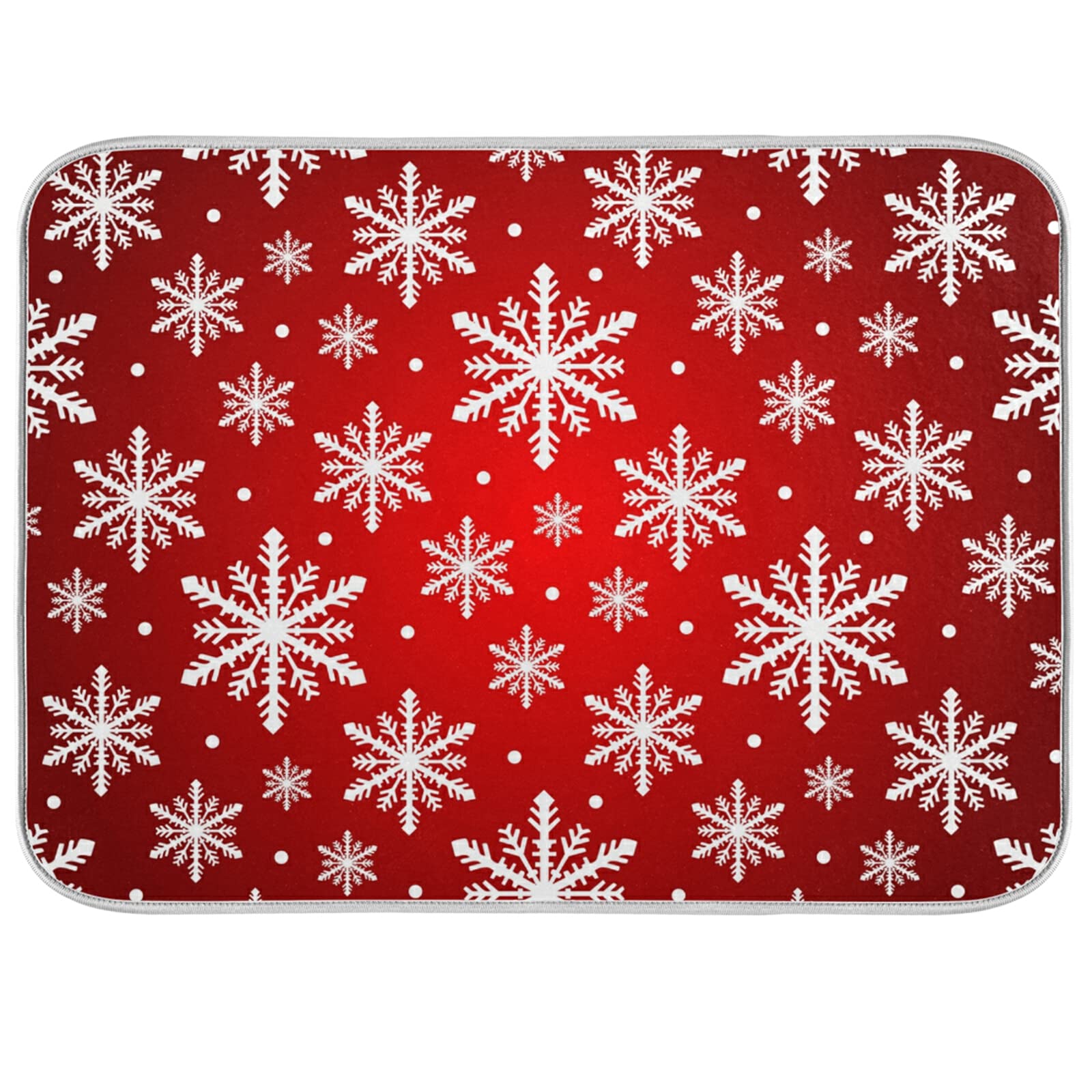 550 Dish Dry Mat Christmas Snowflakes Sink Mat Microfibre Drying Mat Multifunction Dish Drainer Rack Pad For Mug Dishes Countertop 41X46Cm