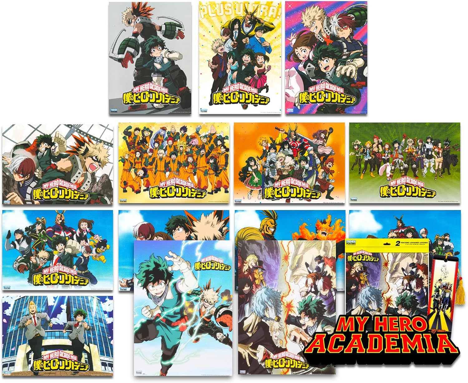 集英社 My Hero Academia Poster Set - Room Decor Bundle with 14 My Hero Academia Wall Art Posters 8" x 11" Plus More