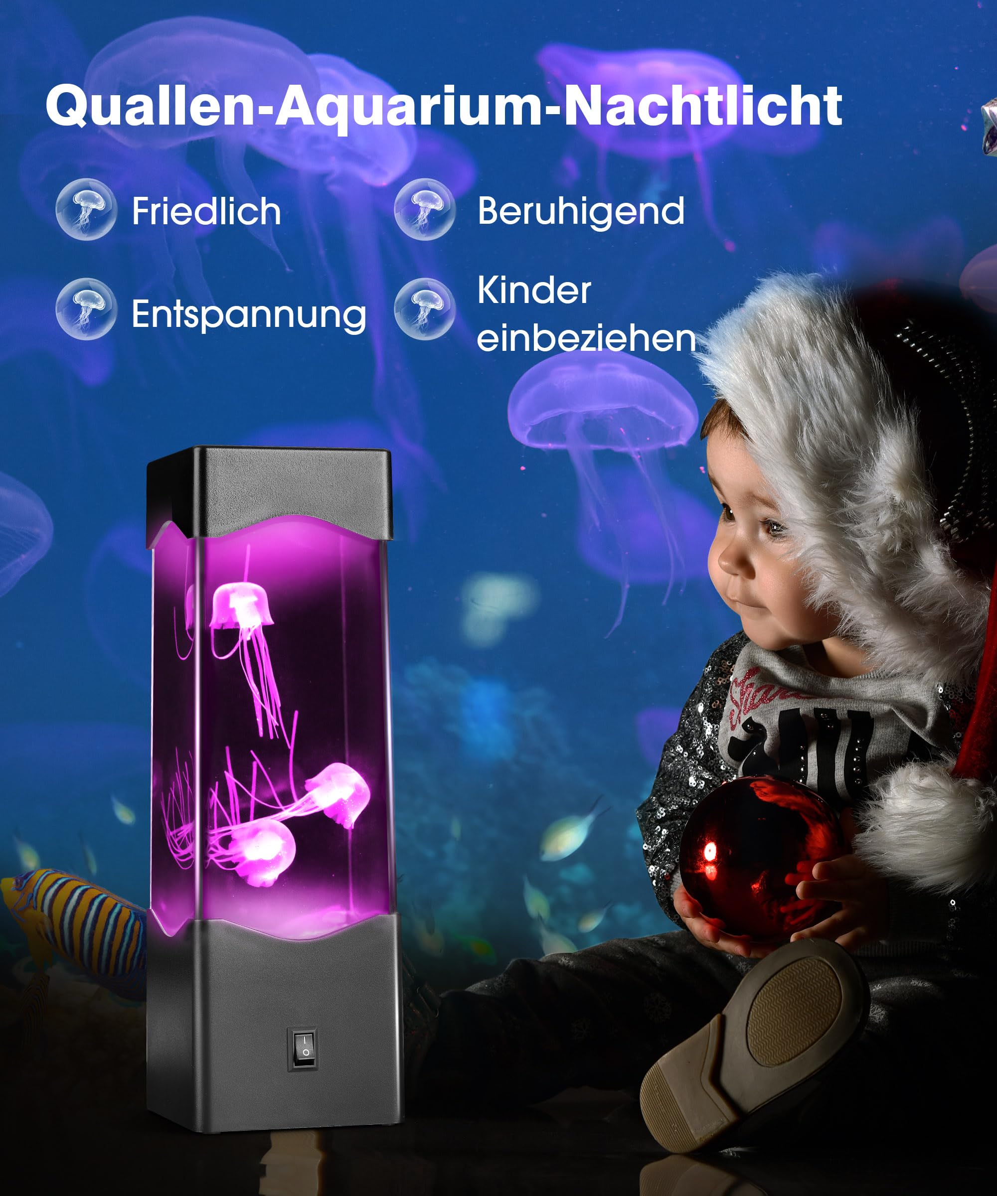 Quallen Lamp, Lavalampe Quallenlampe Jellyfish Lamp Aquarium Lampe Quallen Aquarium Stimmungslampe Dekoration, Weihnachtsgeschenke für Männer Kinder Erwachsene