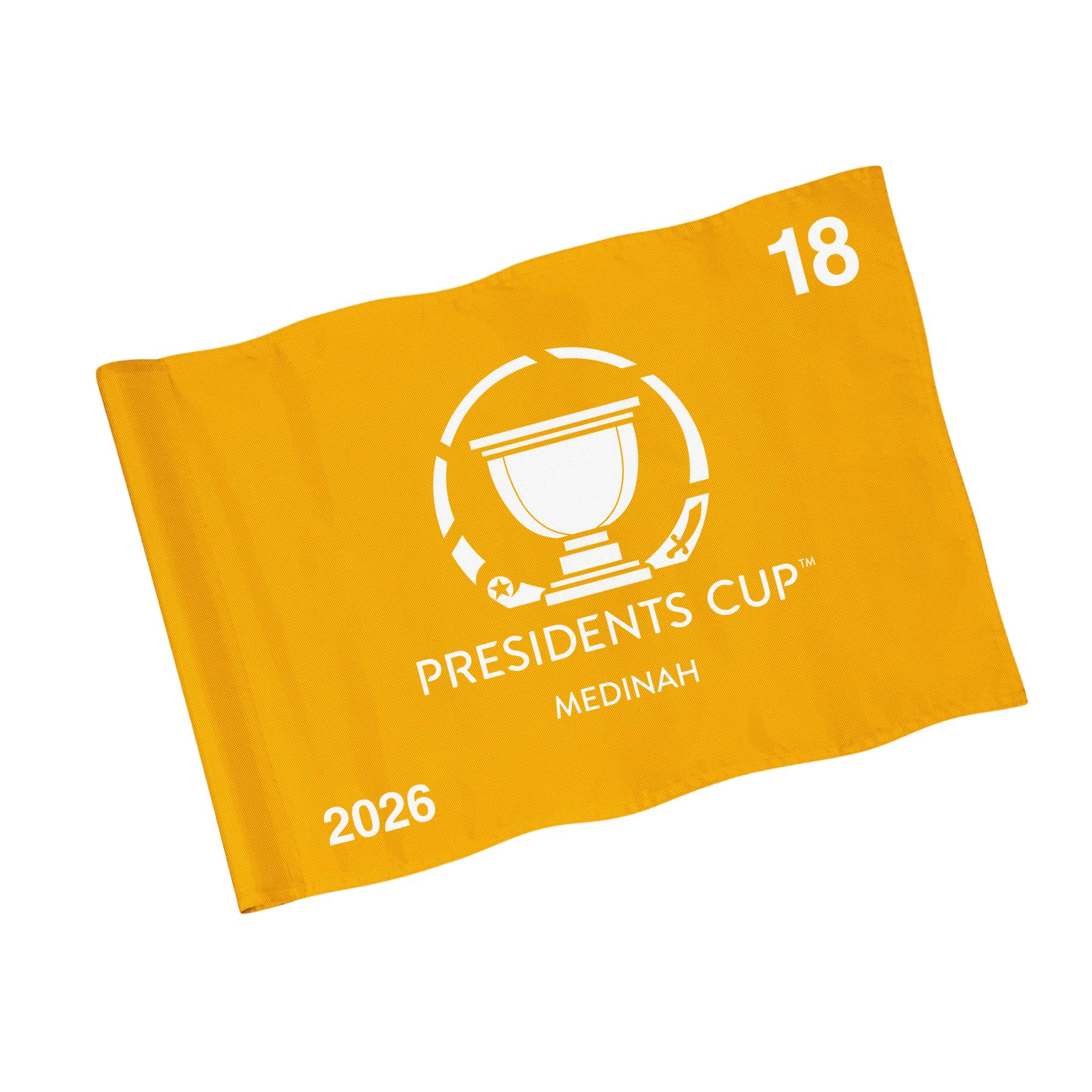 COGOLFING 2026 Presidents Cup Standard Golf Flag 14x20 Inch, Double-Sided Silk Printed Tournament Flag with Sleeve, Ideal for Practice Putting Green, Driving Range, Course, Club, 1-Pack, Gold
