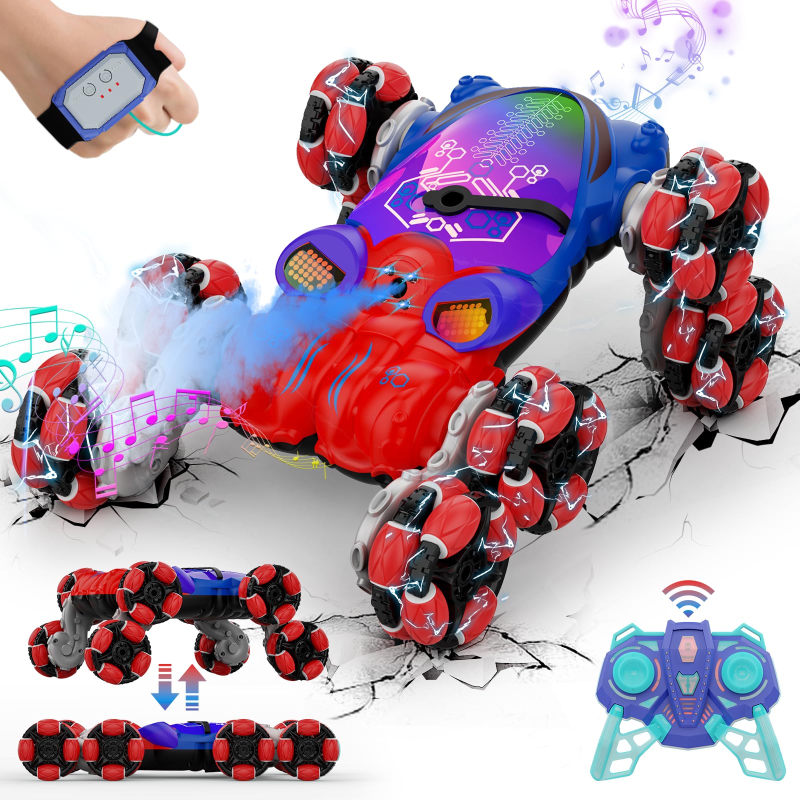 8WD Gesture Sensing Rc Stunt Cars Toys for Boys Age 6-13, Hand Remote Control Climbing Car, Toy for Kids 6 7 8 9 10 11 12+ Years Old Christmas Birthday Coolest Best Gift Idea for Boy Girl Red