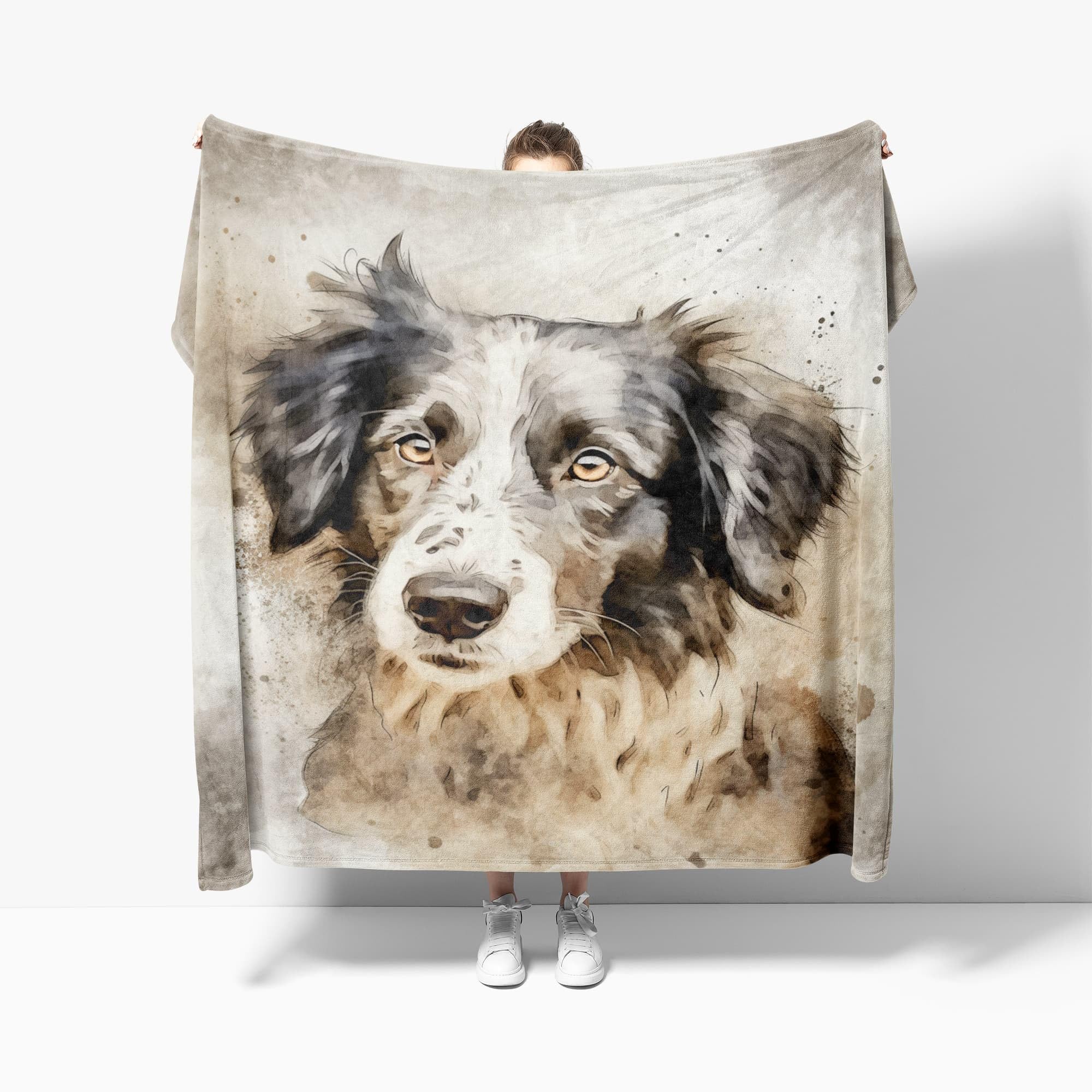 Générique Couverture Cadeau XXL 180x200cm Aquarelle Animal Chien Polaire Couverture Chaude Douce Blanc Plaid pour Lits Canapés Chaises et Divans - pour Toutes Les Saisons