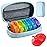 Serfeymi Weekly Travel Pill Organizer 2 Times A Day AM PM Upgraded Rainbow Pill Box 7 Day with Portable Zipper PU Leather Pill Case, Medicine Organizer for Pills, Vitamins, Fish Oils - Blue 01
