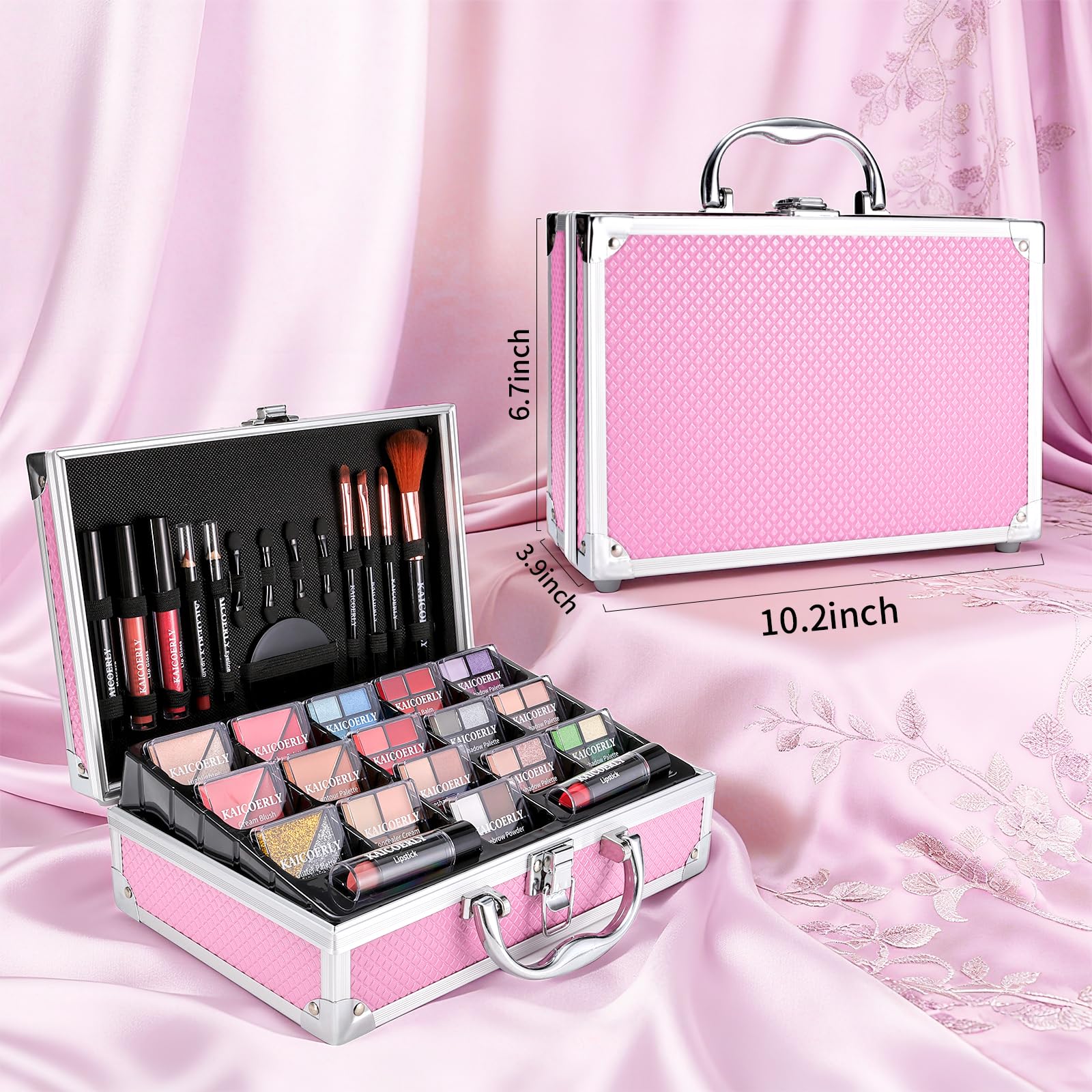 Makeup Kit for Women Girls, Fashionable Make Up Present Set for Beginners Professionals Traveler with Case, Makeup Essential with Eyeshadow Palette, Lip Gloss, Mascara,Foundation Face Primer(Pink)