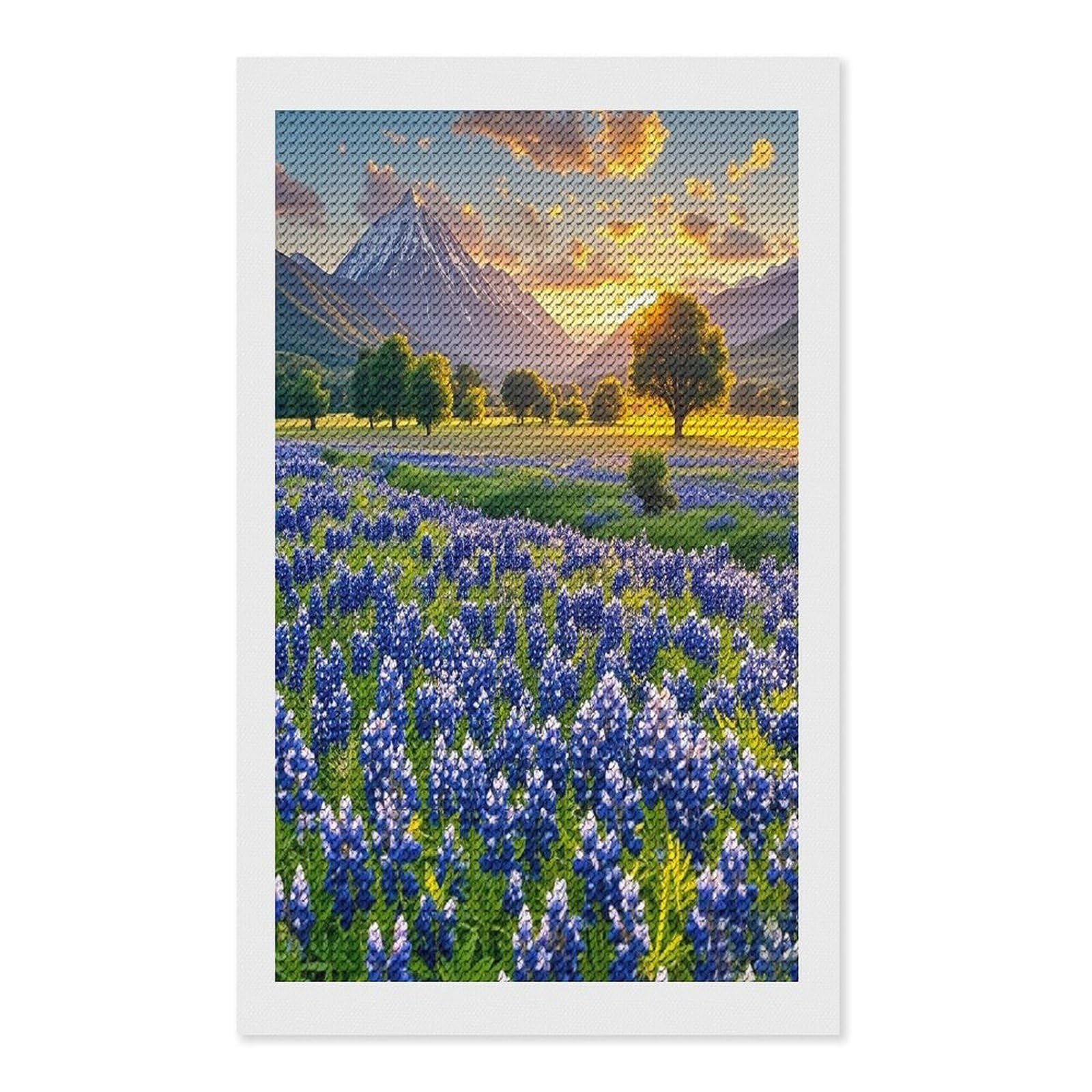 FekiLoot Texas Bluebonnets Scenery Diamond Painting Kits for Adults Full Round Drill Diamond Art Kits for Beginners 5D DIY Diamond Dots Paintings Diamonds Pictures Gem Art Home Wall Decor 12"x20"